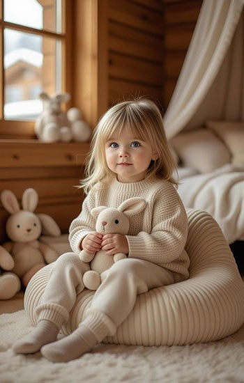 Pouf Poire Enfant : cocon ultra-doux et déhoussable pour enfant, rembourrage billes, ambiance chambre, bébé sur pouf