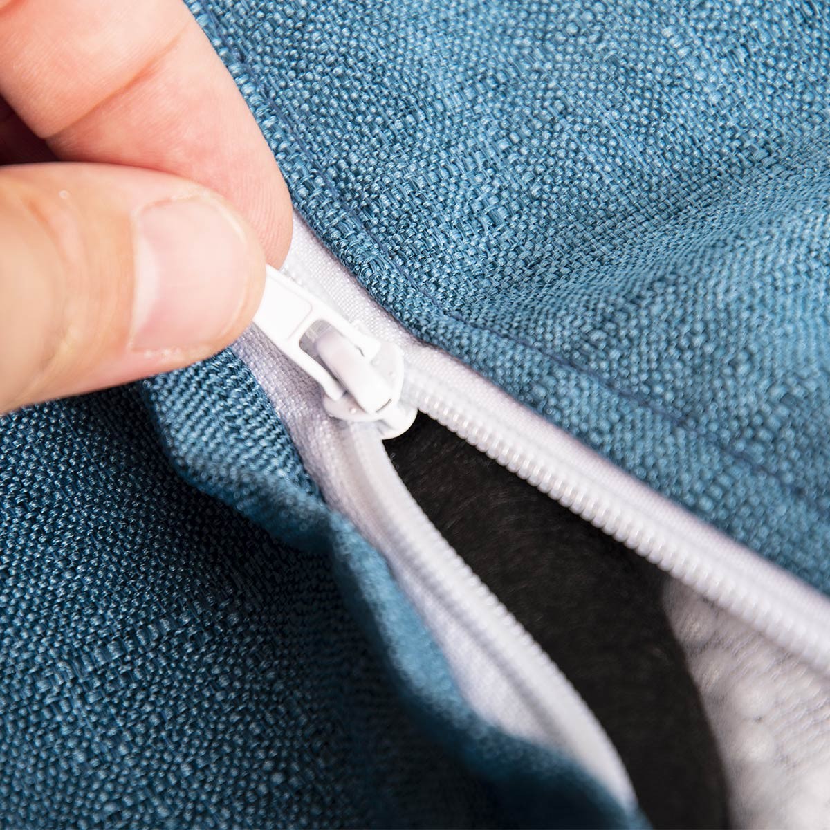 Copertura Vuota Pouf Lino Blu Anatra