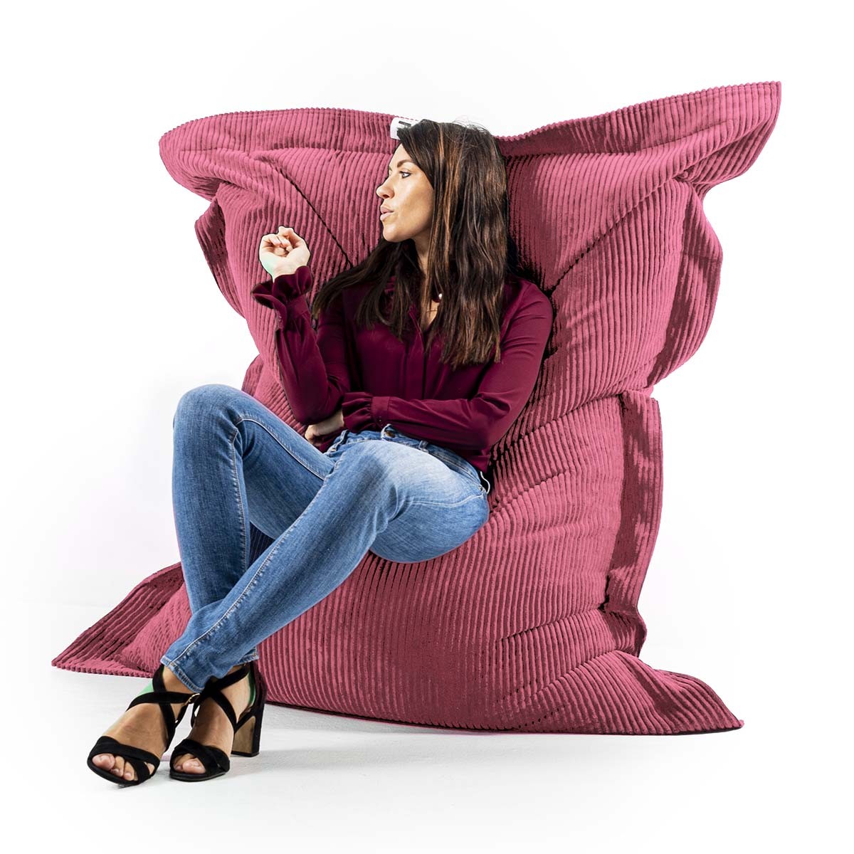 Pouf Velluto Coste Rosa