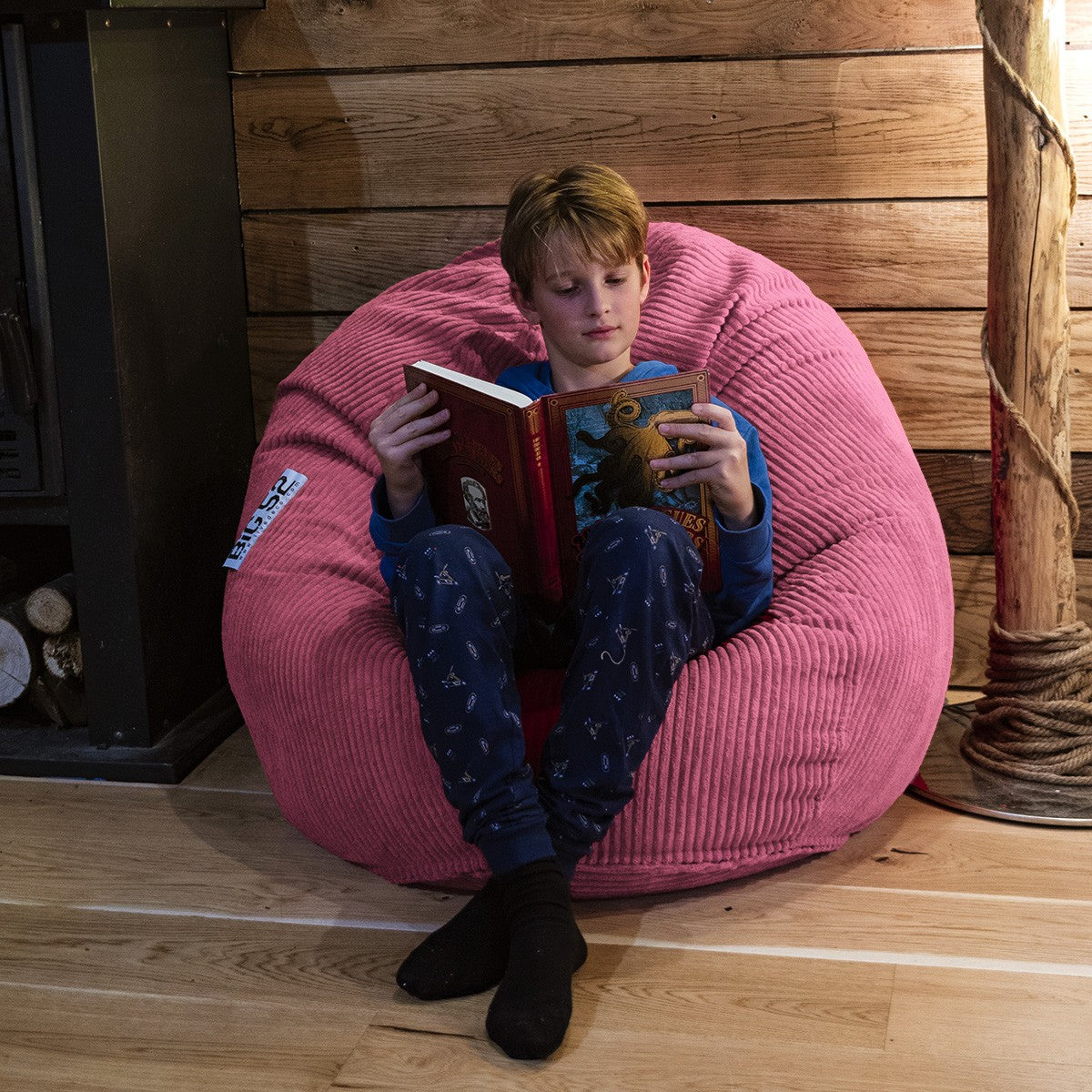 Pouf Poire Velours Côtelé Rose