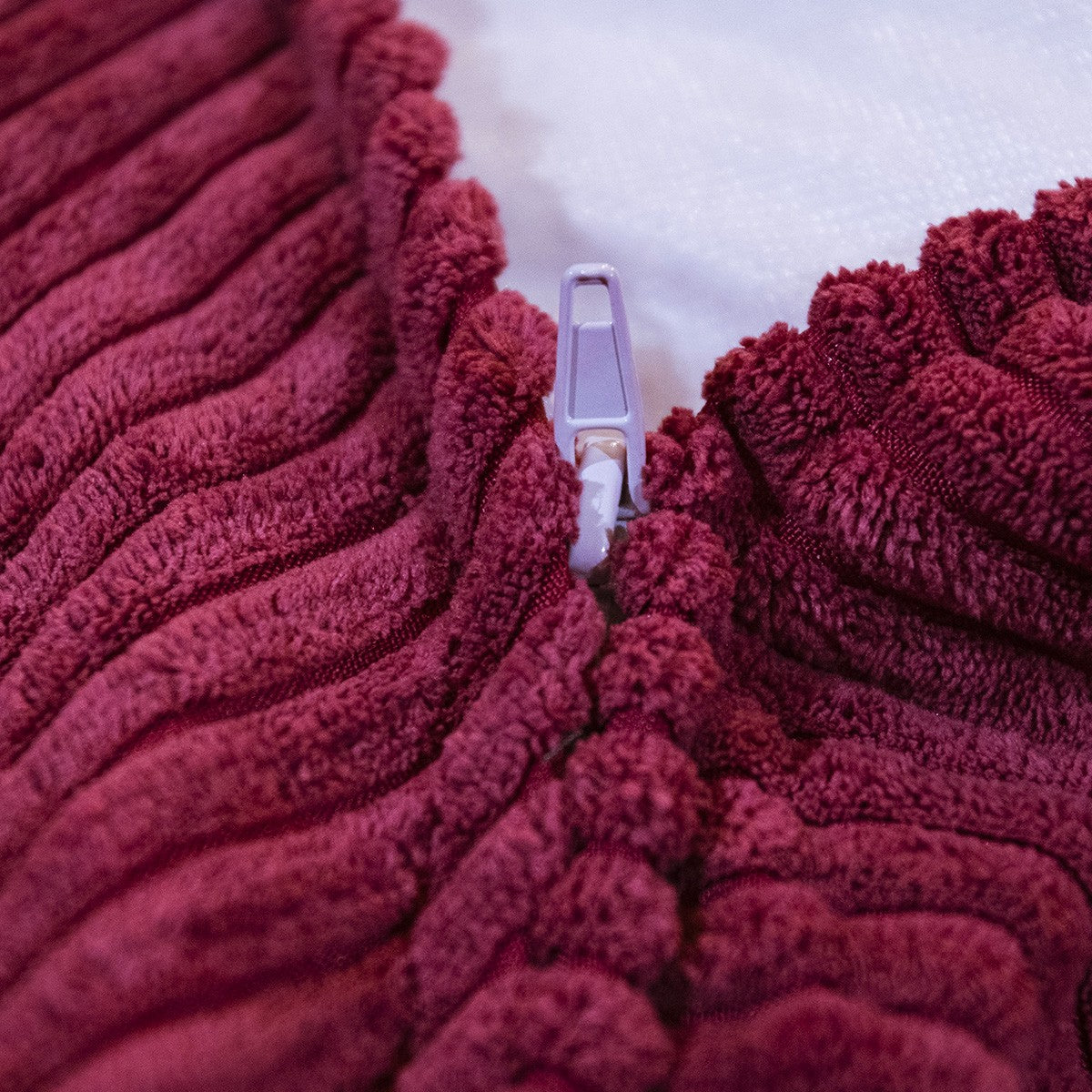 Pouf Velours Côtelé Cerise