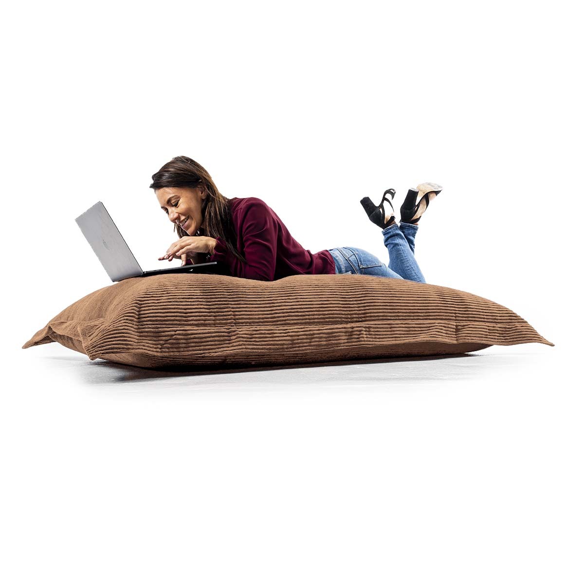 Corduroy Velvet Brown Pouf