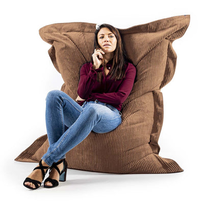 Pouf Velours Côtelé Marron