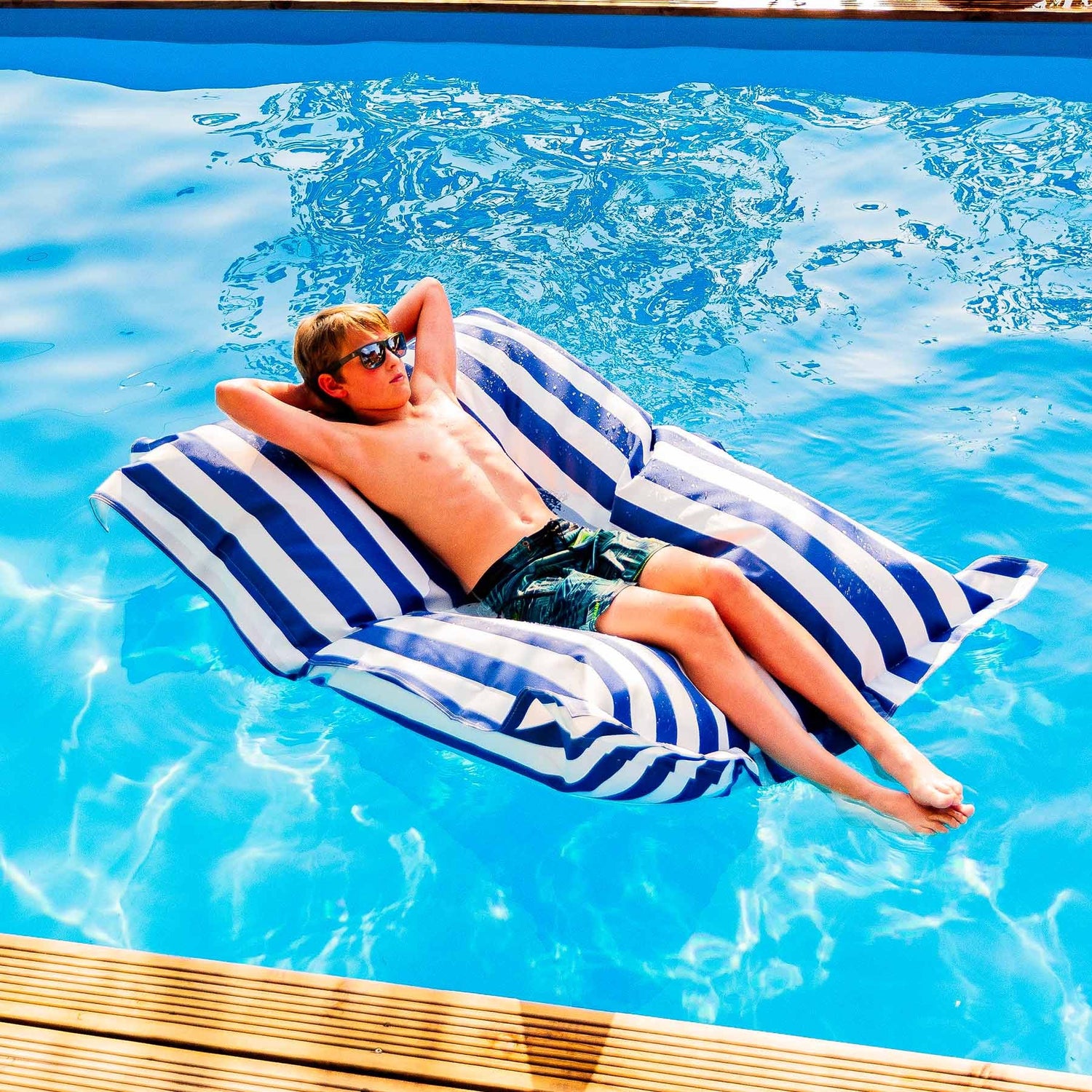 Pouf Piscine Bleu Rayé Deauville