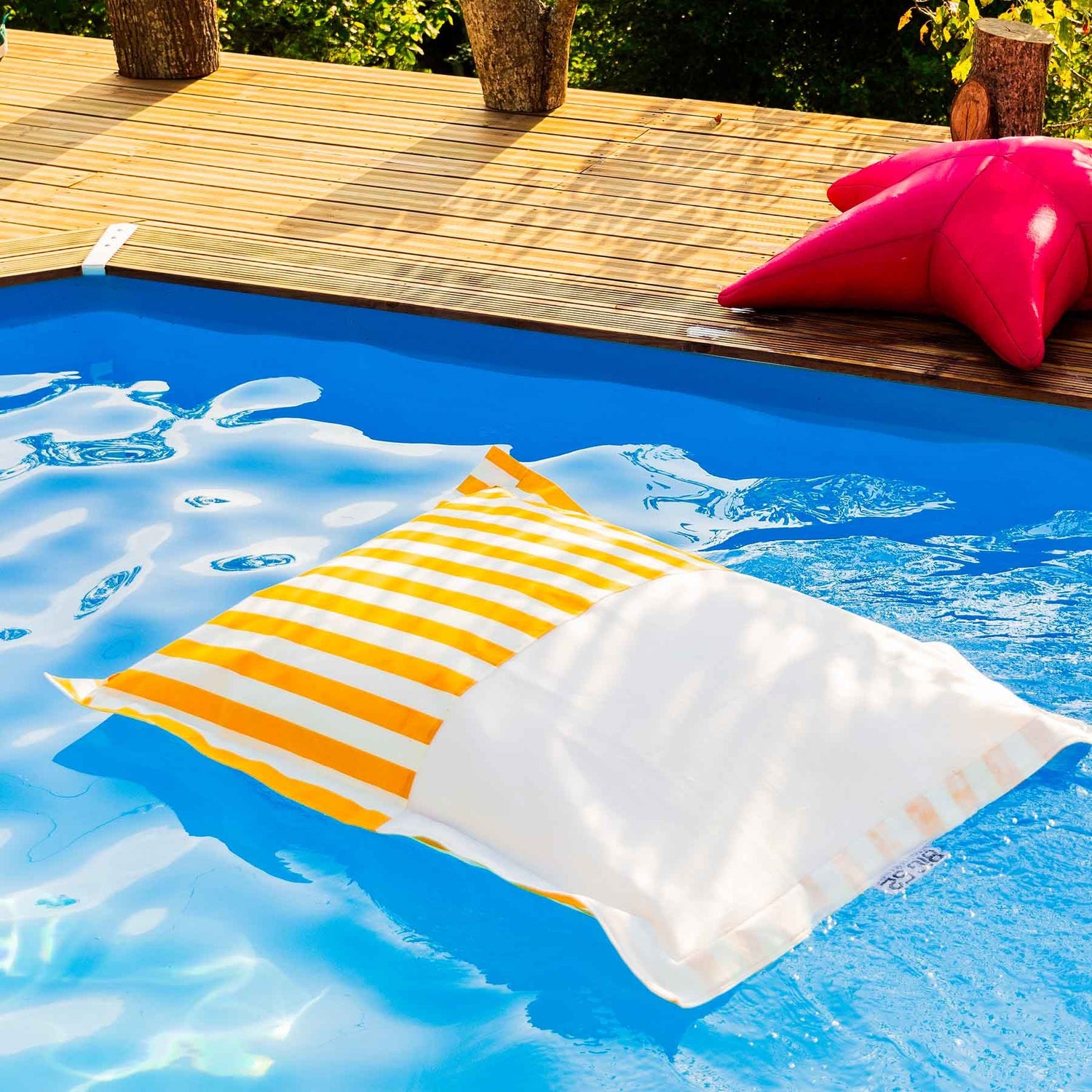 Pouf Piscine Jaune Rayé Deauville