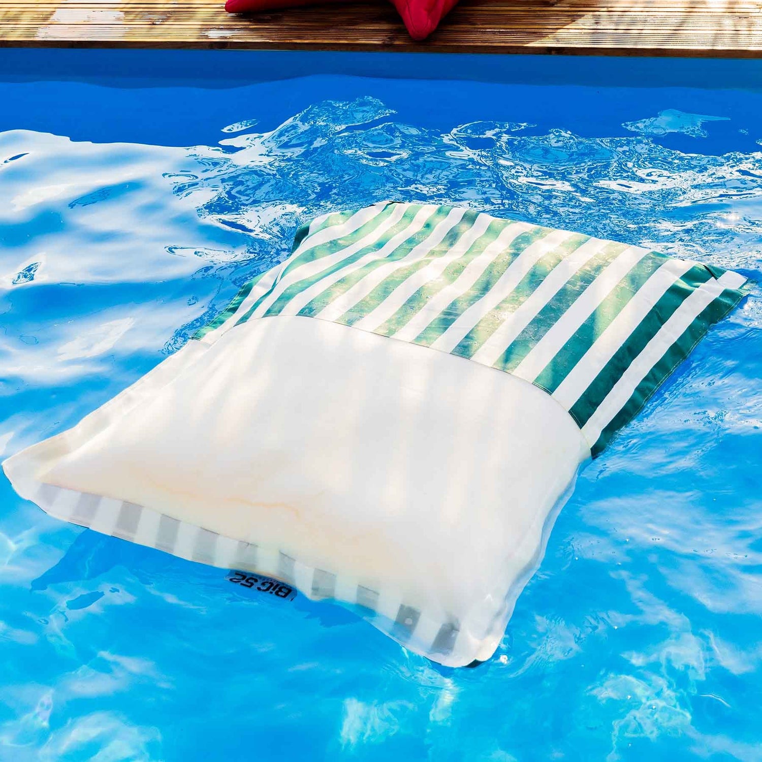 Pouf Piscine Vert Rayé Deauville