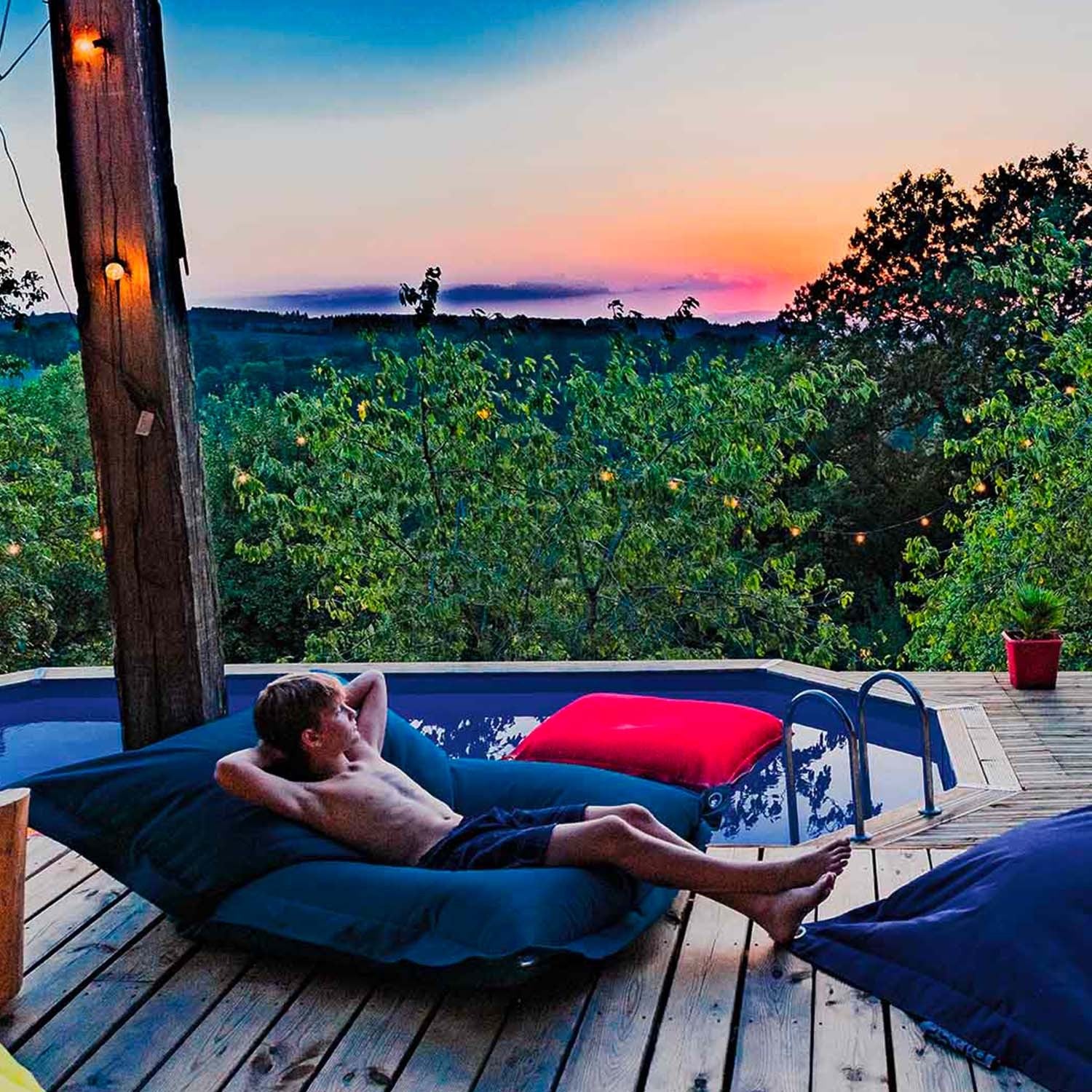 Pouf Extérieur Pétrole IRON RAW