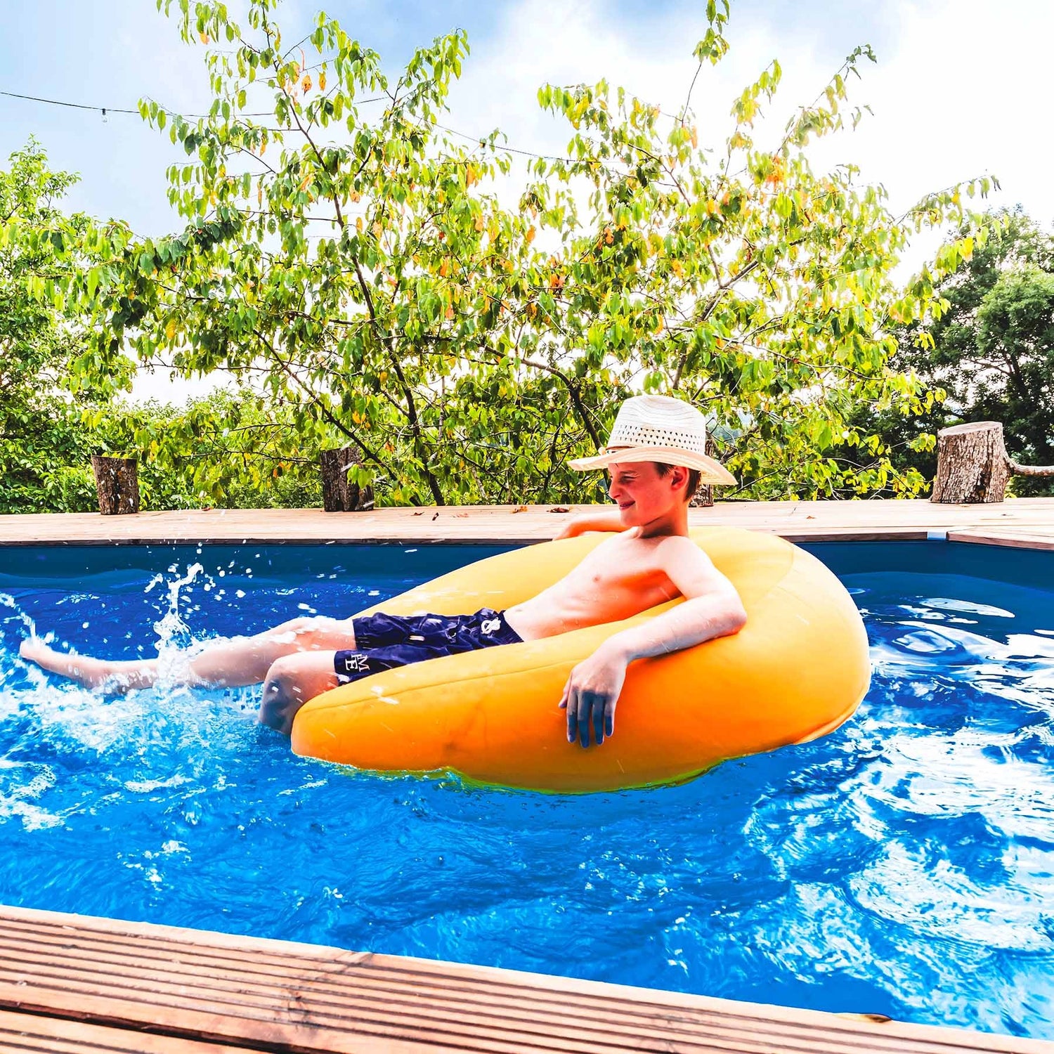Pouf Rond Piscine Jaune