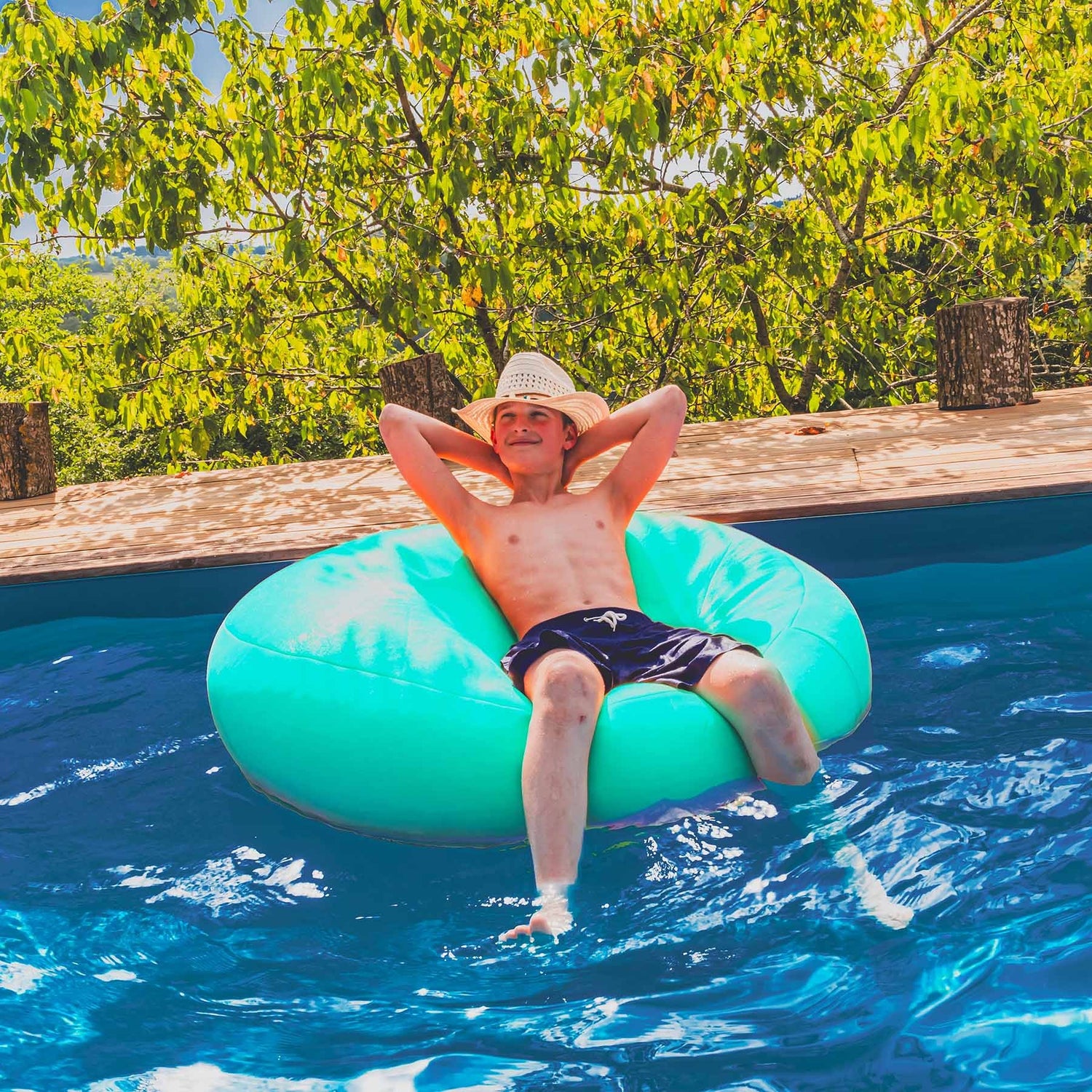 Pouf Rond Piscine Turquoise