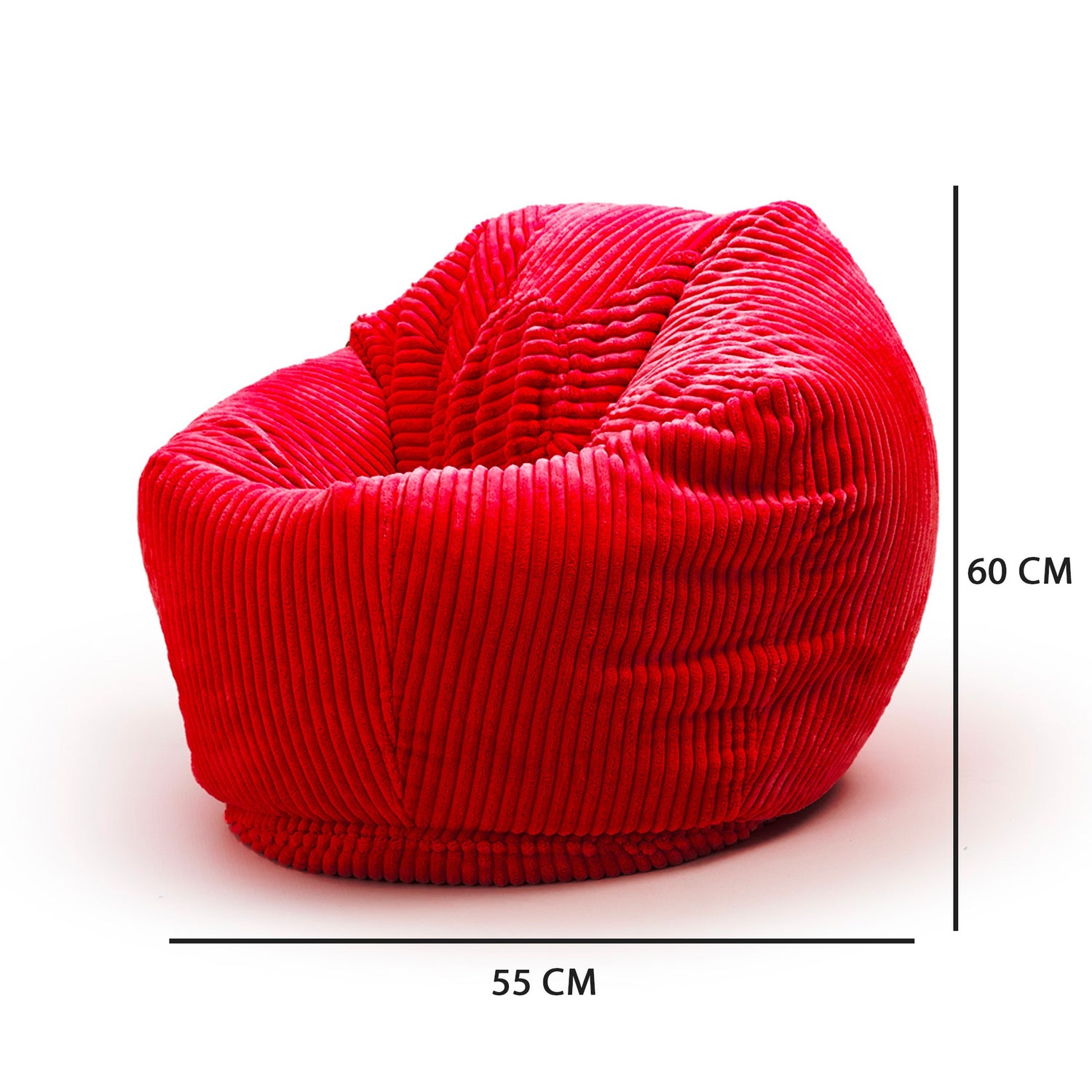 Pouf Poire Enfant Velours Côtelé Rouge