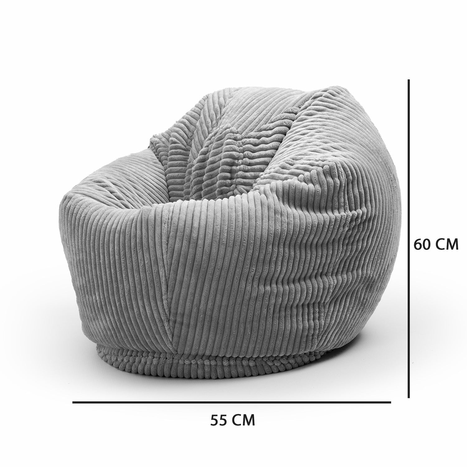 Pouf Poire Enfant Velours Côtelé Gris
