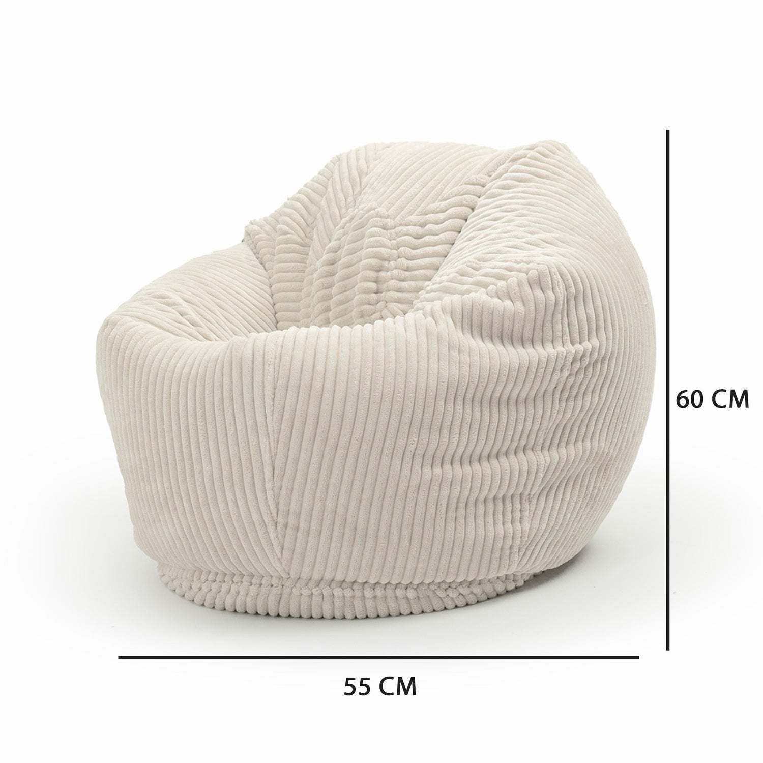 Pouf Poire Enfant Velours Côtelé Beige