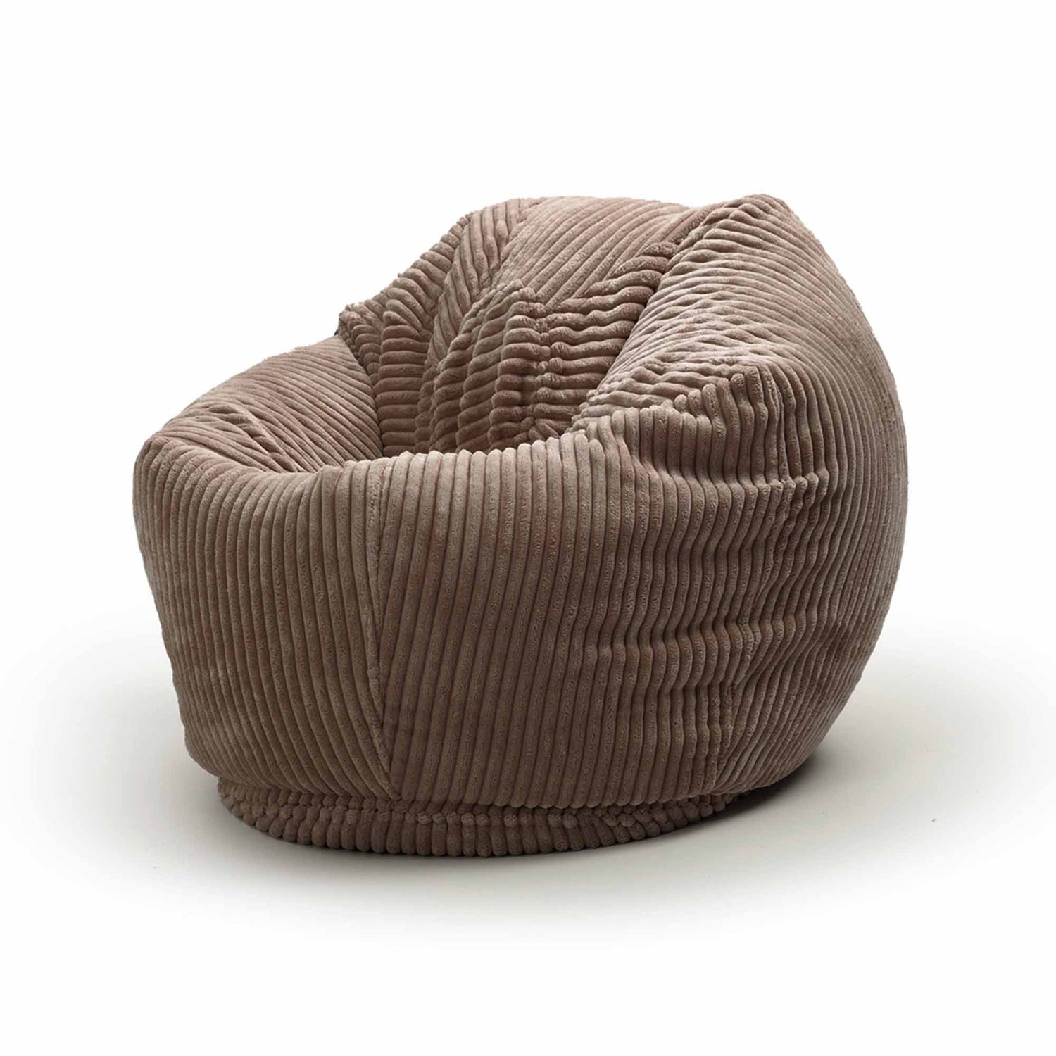 Pouf a pera per bambini in velluto coste marrone