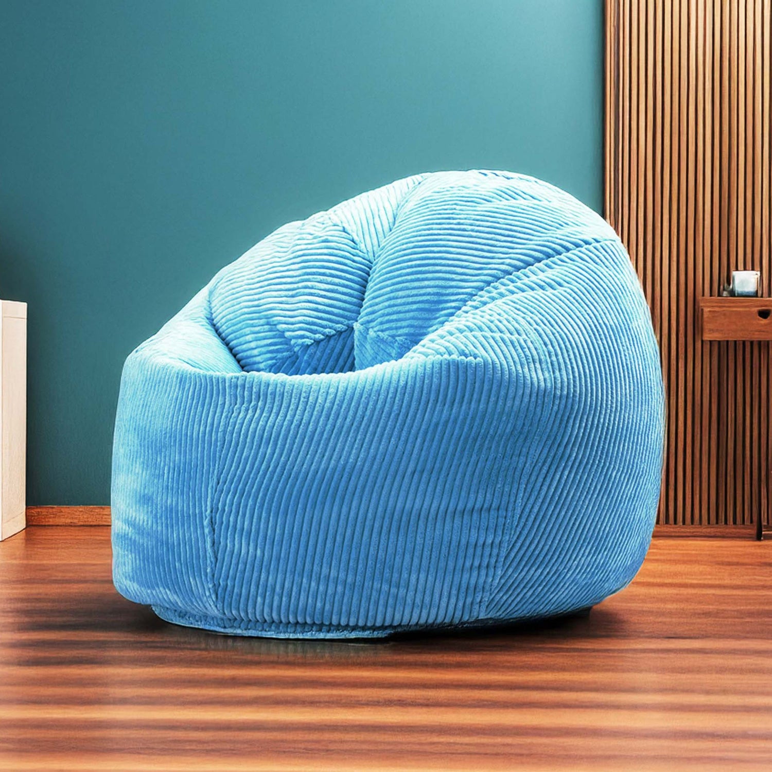 Sitzsack Birnenform Cord Samt Himmelblau