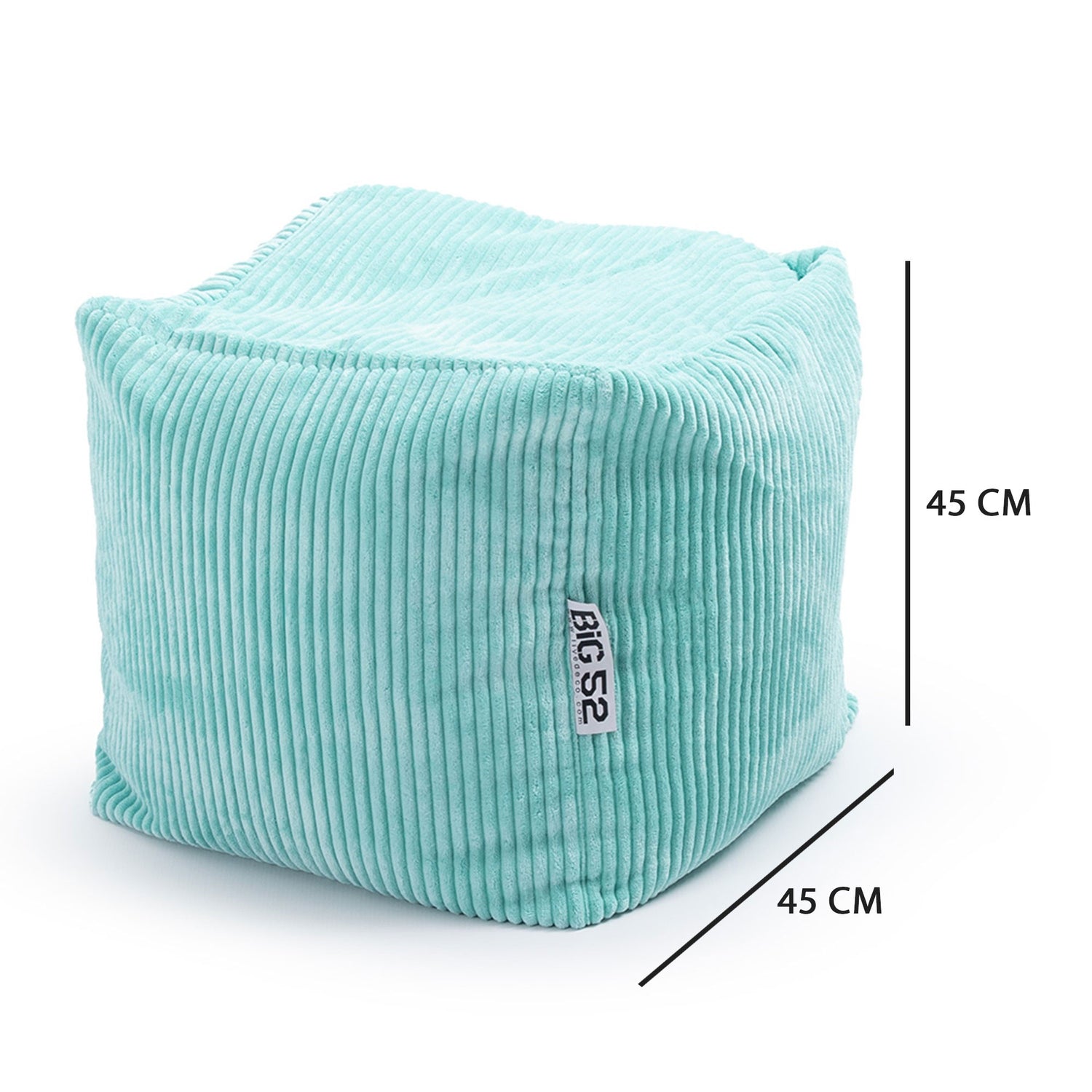 Corduroy Velvet Cube Pouf Turquoise