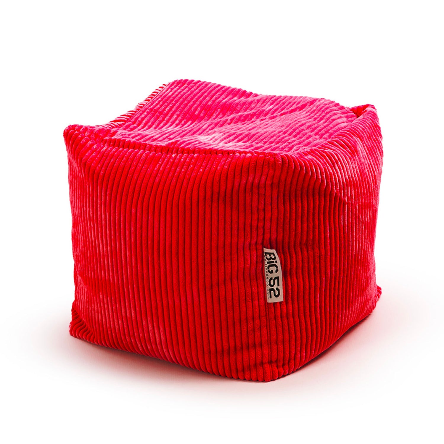 Pouf Cube Velours Côtelé Rouge