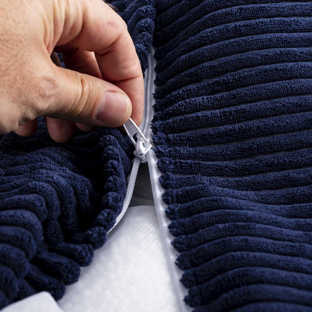 Samt-Cord Würfel-Pouf Marineblau