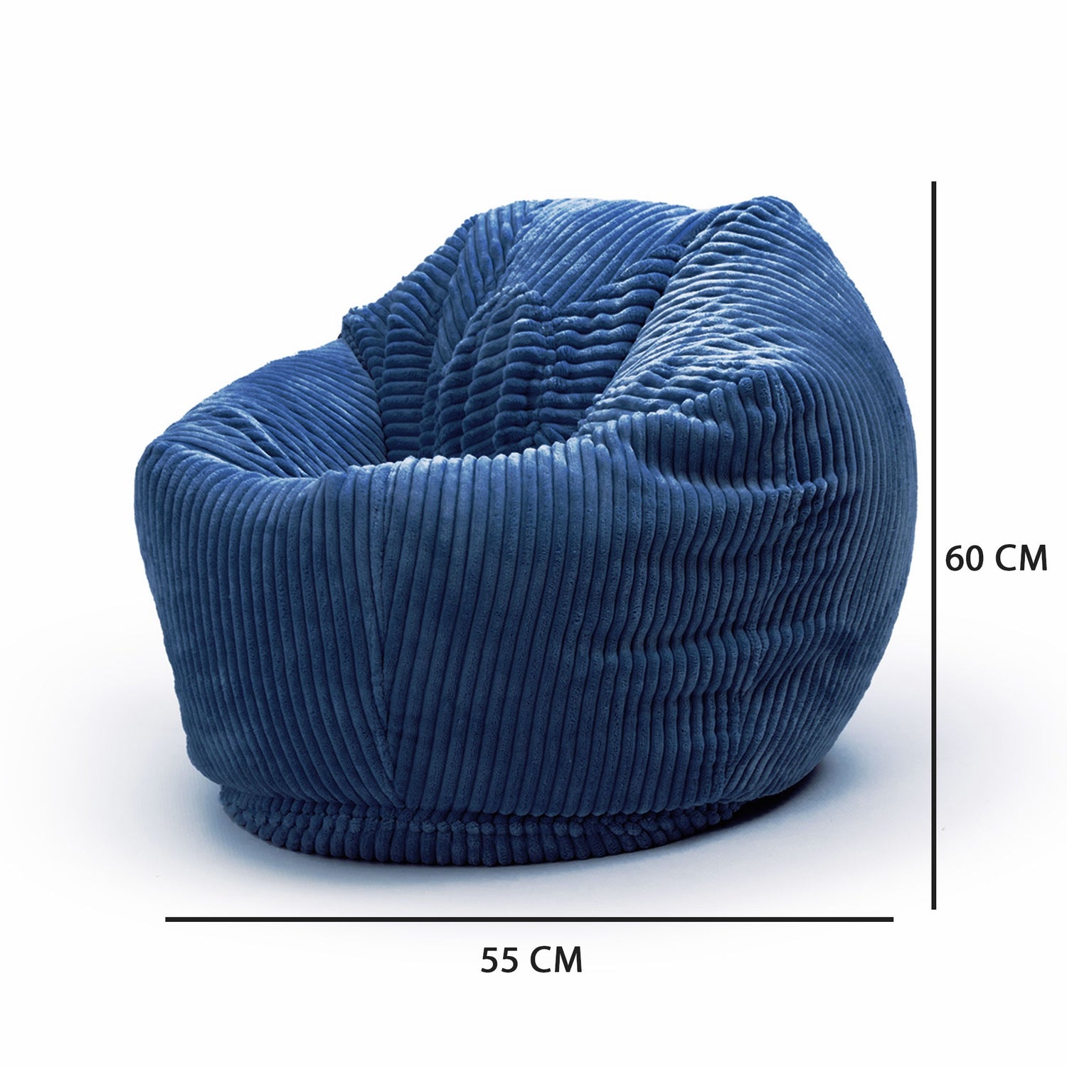 Pouf Poire Enfant Velours Côtelé Bleu Marine