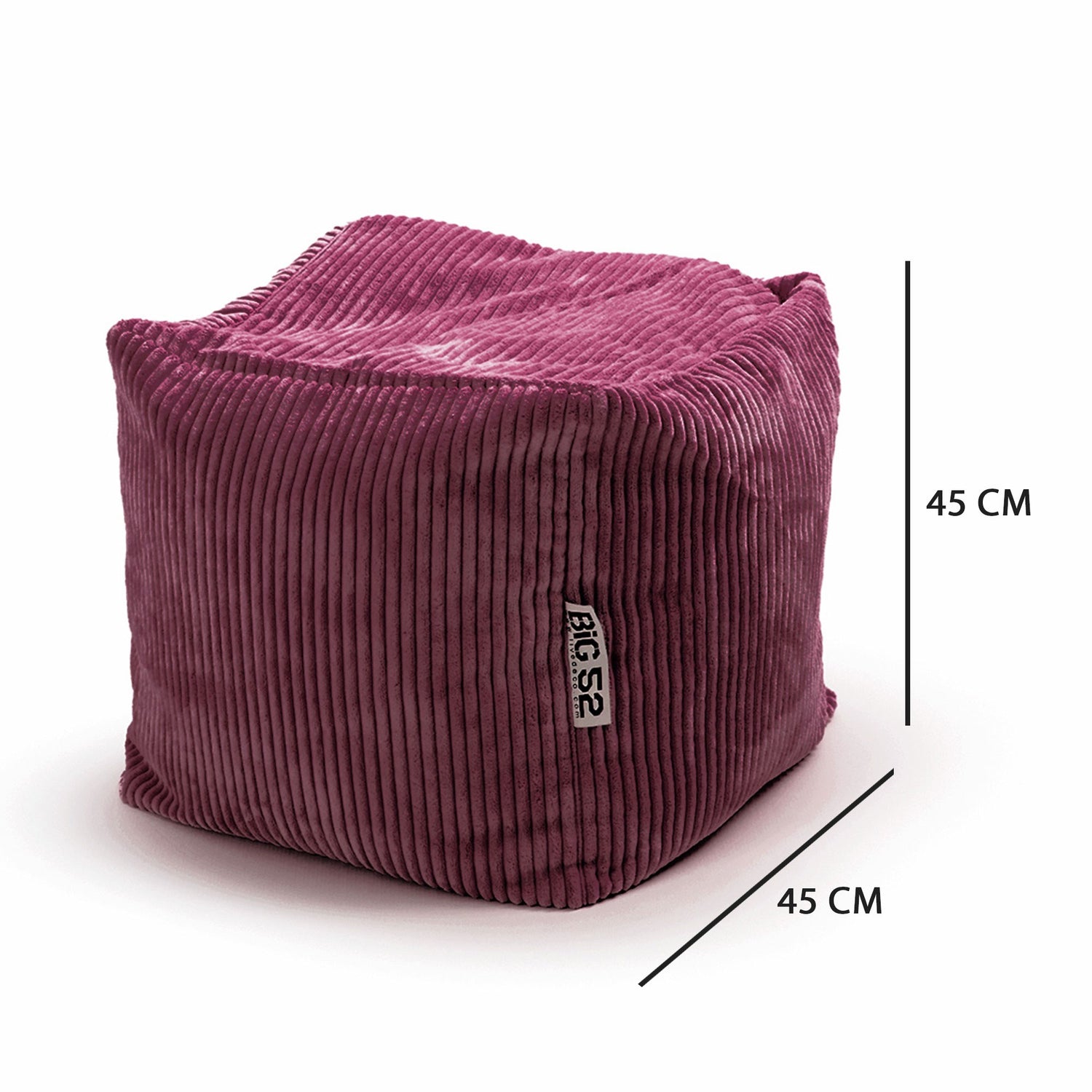 Pouf Cube Velours Côtelé Cerise