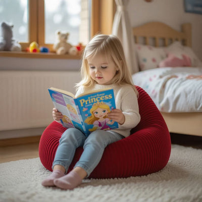 Child Corduroy Velvet Bean Bag Red
