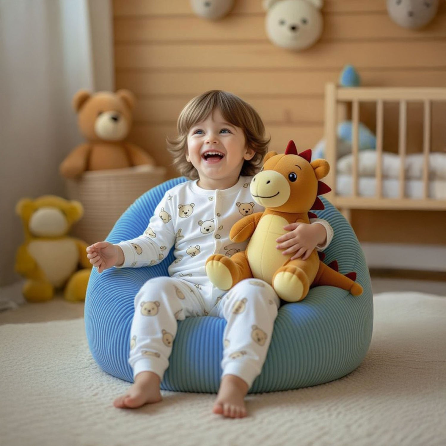 Pouf a Sacco Bambino Velluto Costellato Blu Cielo