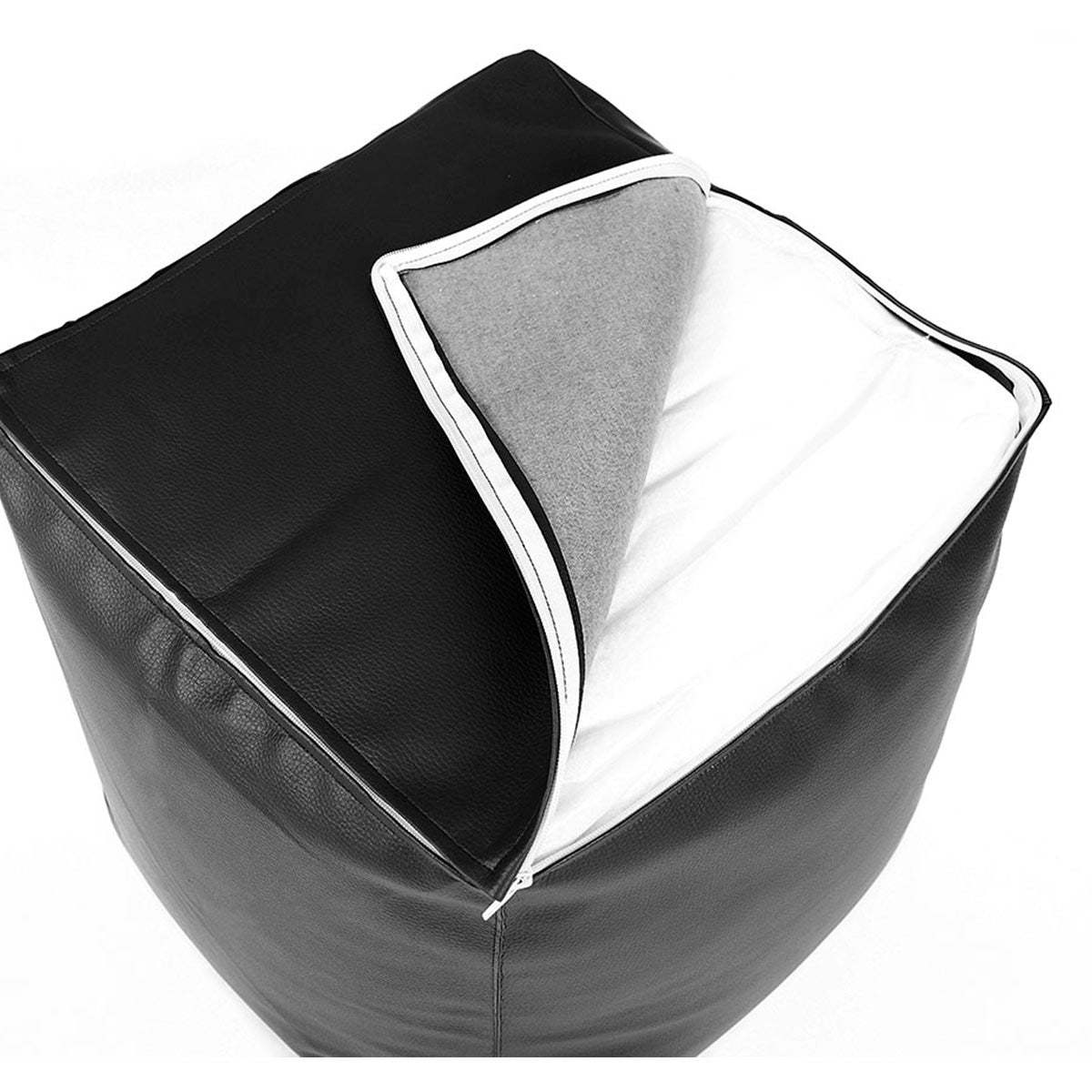 Pouf Cube Simili Cuir Noir
