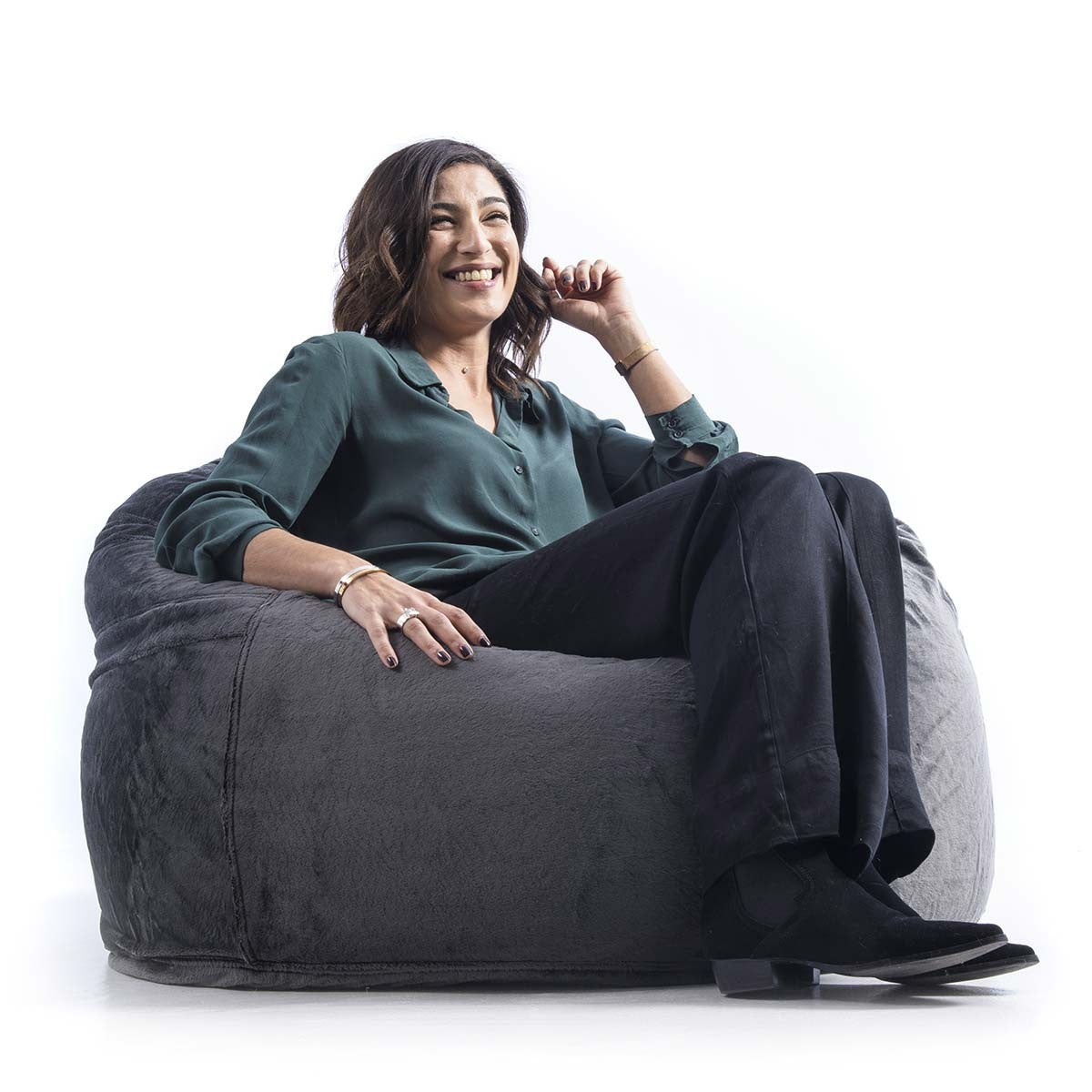 XL Round Polar Gray Pouf Armchair