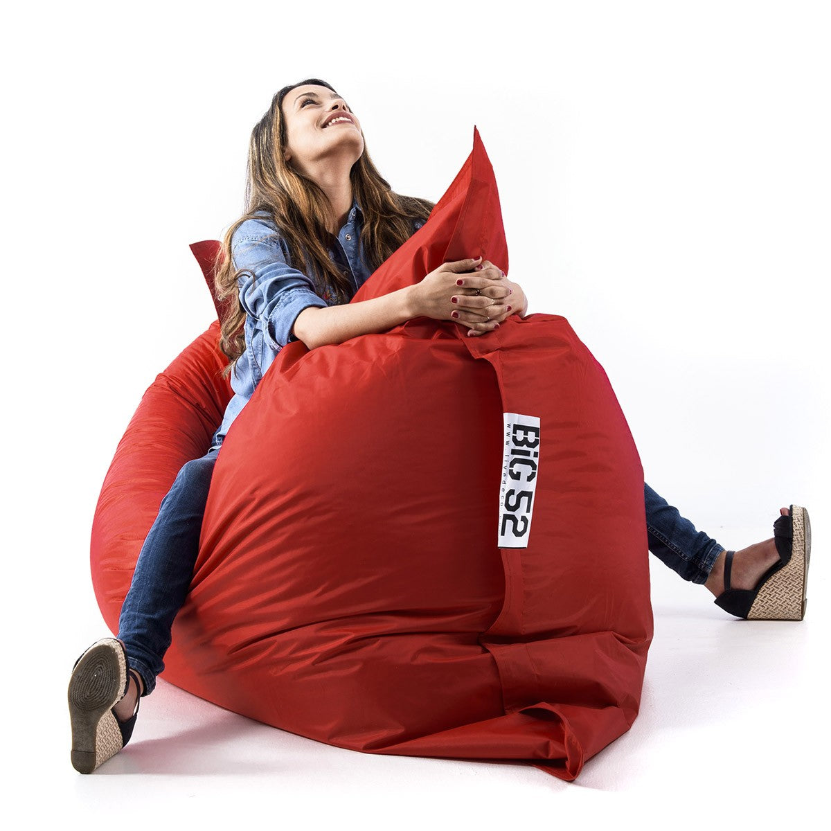XXL Red Classic Empty Pouf Cover