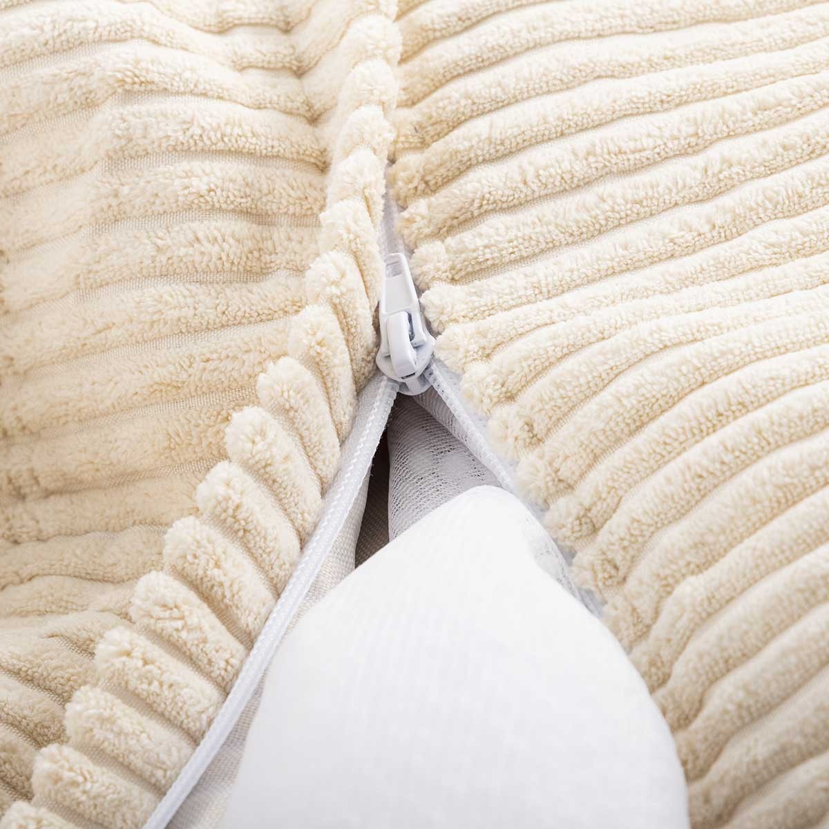 Pouf Ollmhór Ciorclach XL Veilúr Ribín Beige