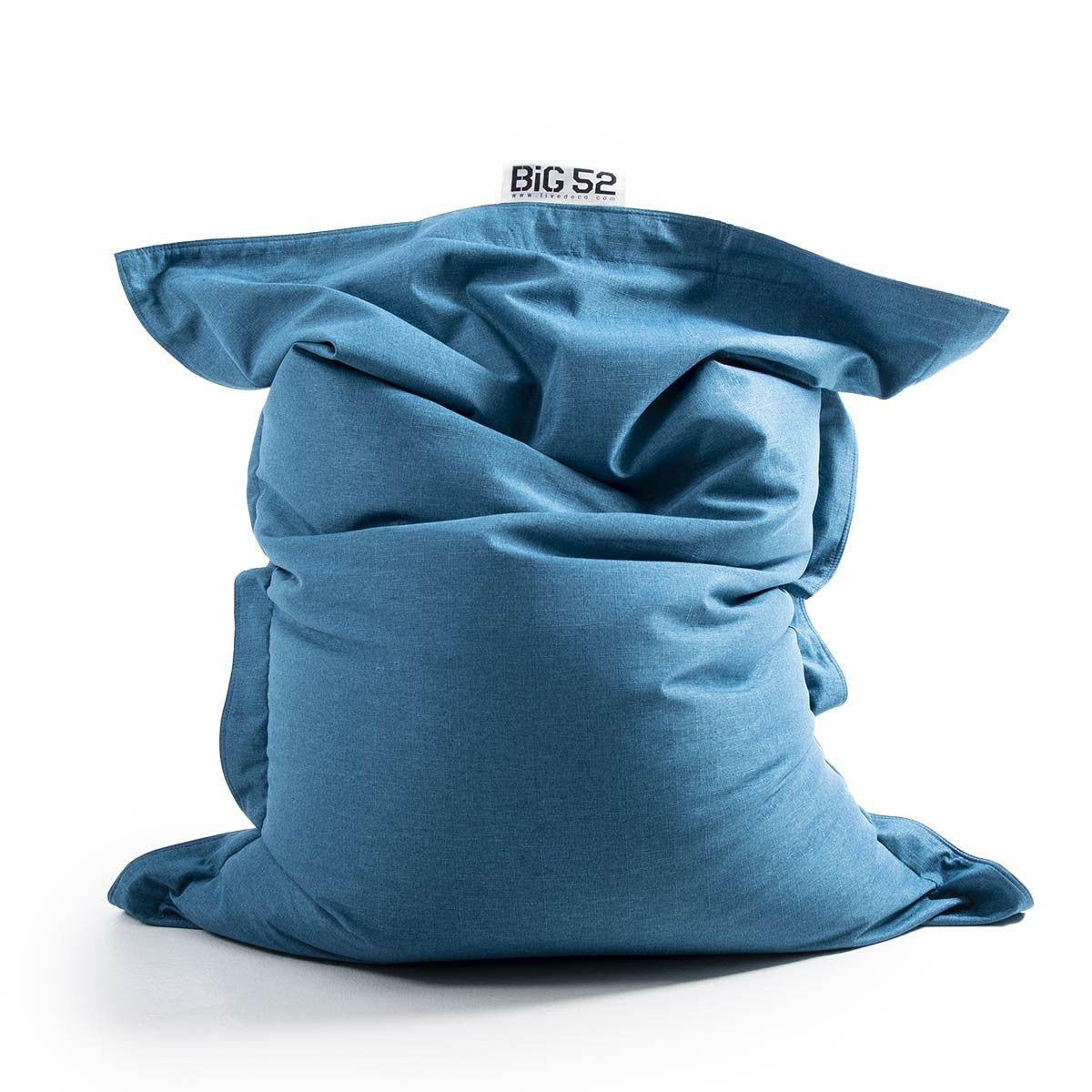 Housse Vide Pouf Lin Bleu Canard XL BiG52 Cocooning, housse seule sans billes ni housse interne