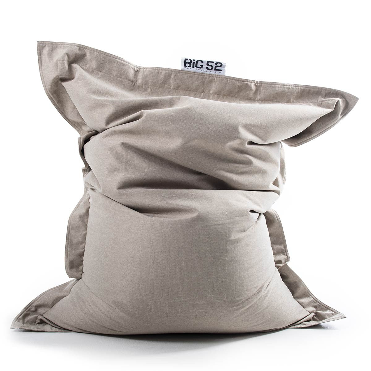 Alt Tag: Housse Vide Pouf Lin Beige, housse XL BiG52 cocooning intérieur sans billes de polystyrène