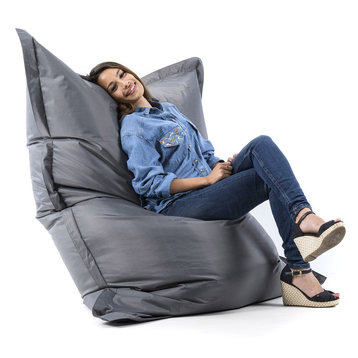 Housse Vide Pouf XXL Anthracite CLASSIC, housse pour pouf géant gris anthracite, look premium pour salon et détente