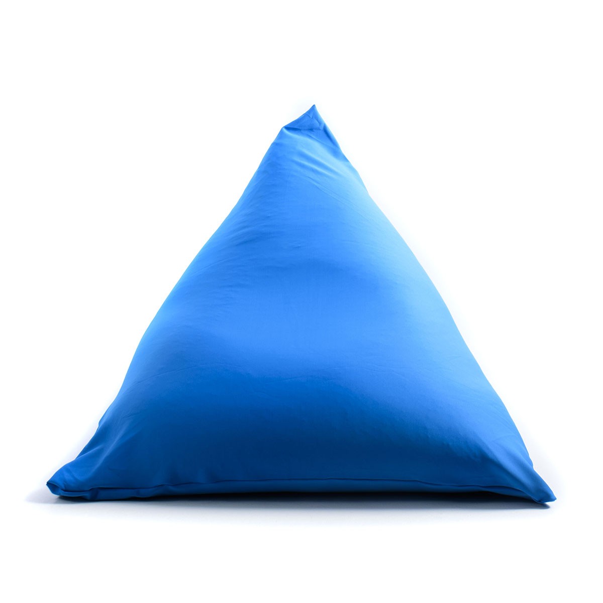 Pouf Berlingot Stretch Bleu, pouf géant intérieur en tissu ultra souple, forme berlingot pour salon ou chambre