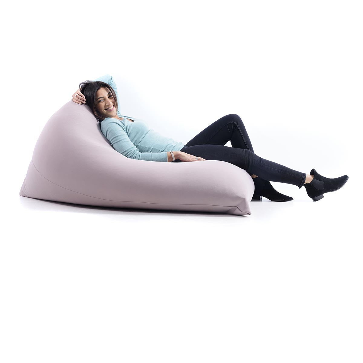 Pouf Berlingot Stretch Taupe géant d’intérieur en tissu extensible, pour détente salon ou chambre, forme berlingot
