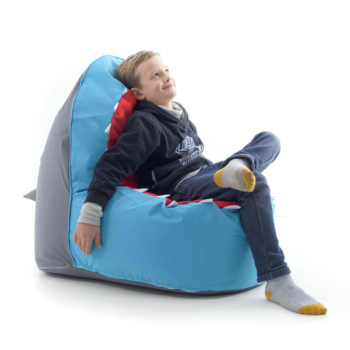 Pouf Enfant Design Requin Bleu : pouf enfant en forme de requin bleu, pour s’asseoir et jouer à la maison