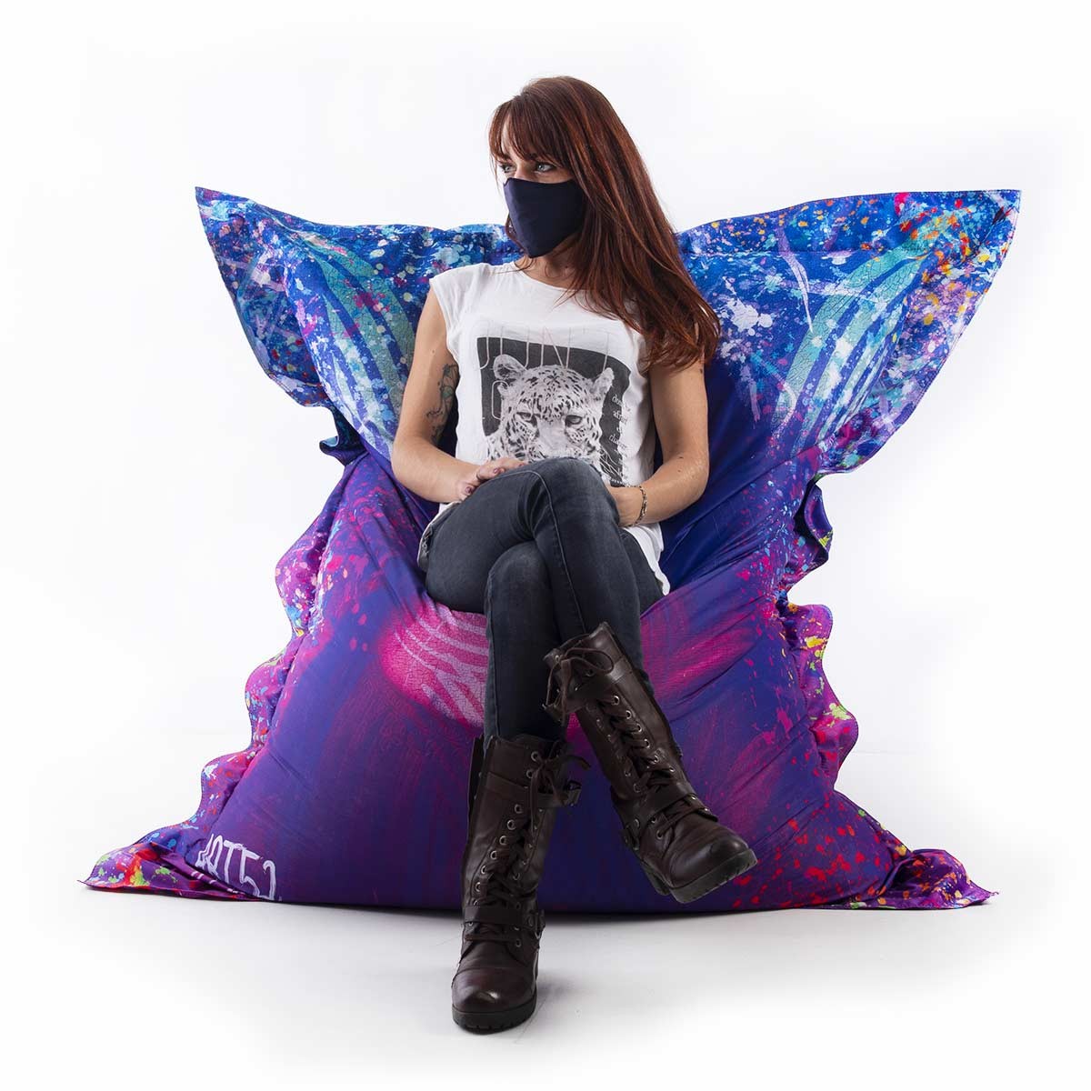 Pouf Géant ART52® - Mona Lisa POP : pouf déco géant artistique coloré, impression haute qualité teintée dans la masse