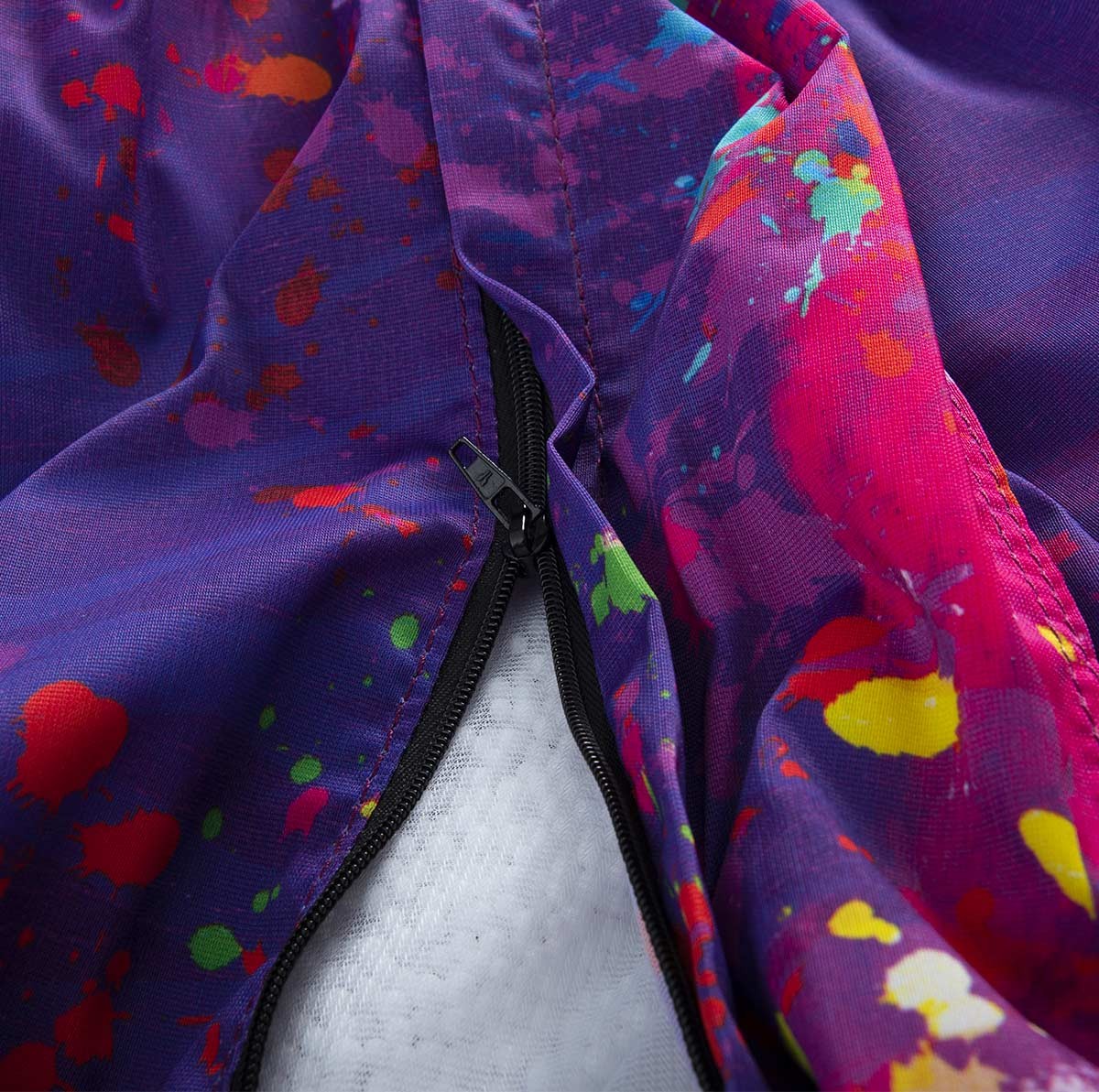 Pouf Géant ART52® - Mona Lisa POP détail zip fermeture éclair tissu imprimé pop violet multicolore