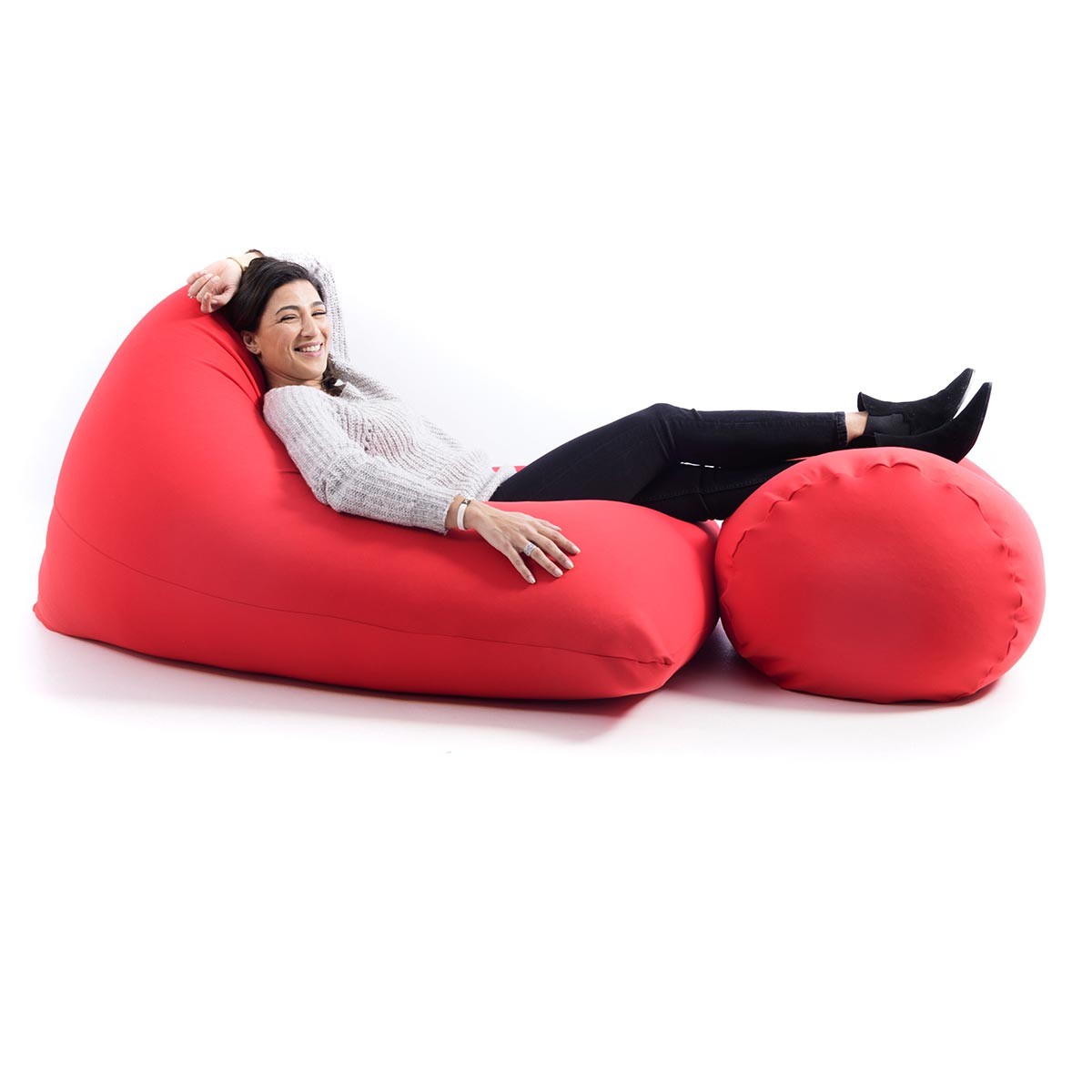 Pouf Berlingot Stretch Rouge pour intérieur, grande assise en forme de berlingot, confort détente en salon ou chambre