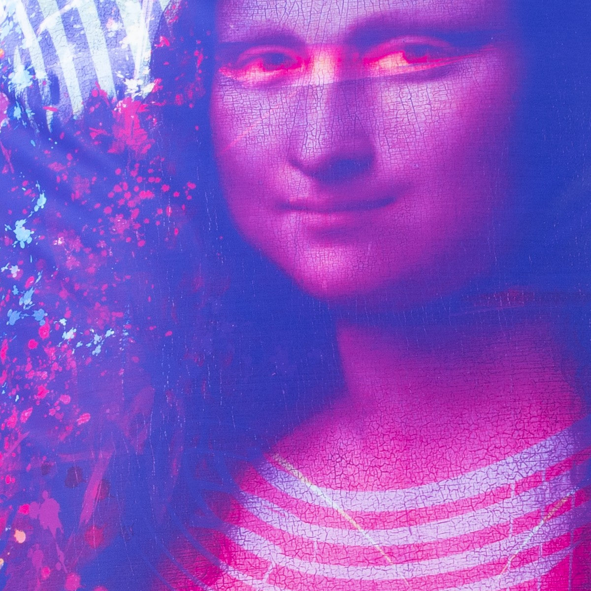 Pouf Géant ART52® - Mona Lisa POP, portrait pop art violet/rose, impression teintée dans la masse, série limitée signée