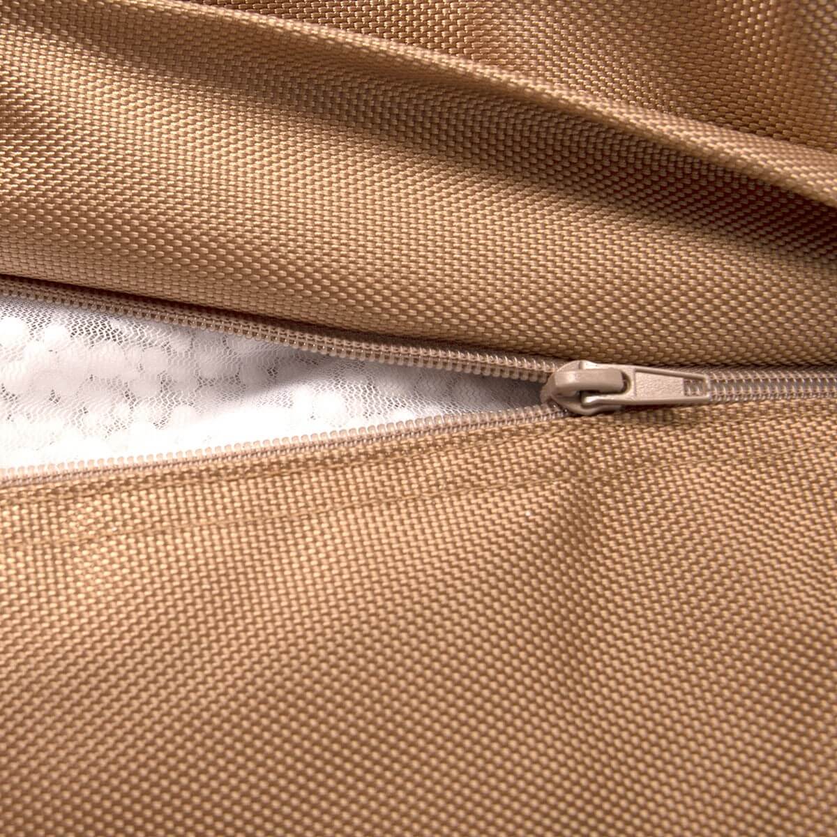 Pouf Géant Extérieur TiTAN Beige Sable, détail fermeture éclair, tissu outdoor résistant pour usage extérieur