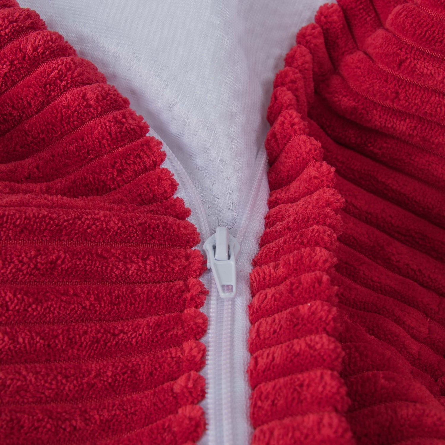 Pouf Cube Velours Côtelé Rouge