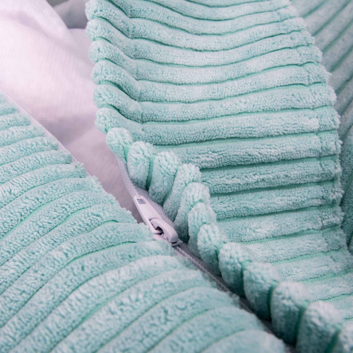 Pouf Cube Velours Côtelé Turquoise