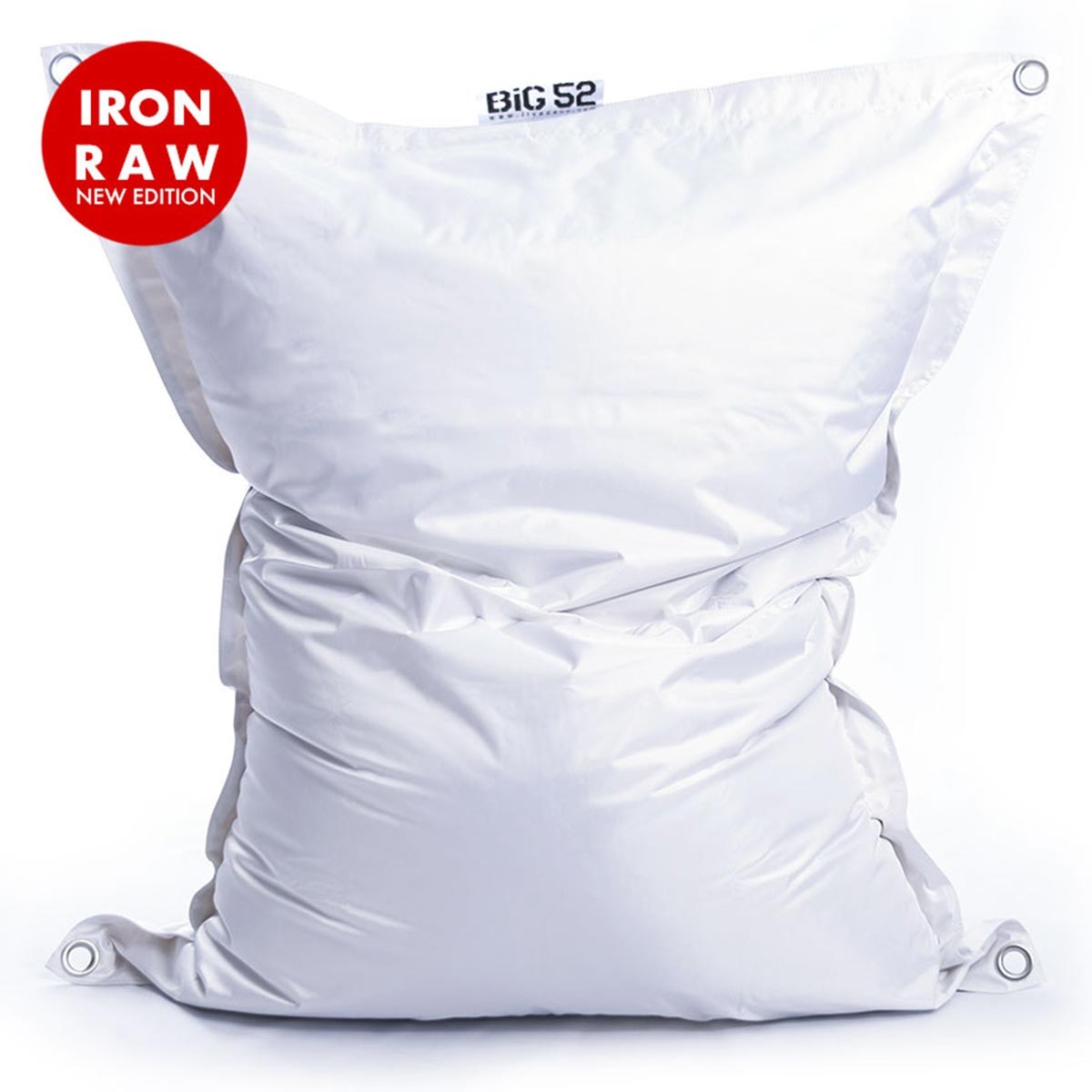 Housse Vide Pouf Extérieur IRON RAW Blanc – housse Big52 pour pouf géant extérieur, œillets acier inox