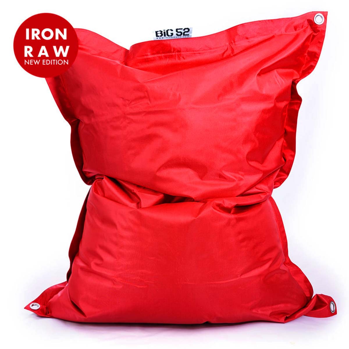 Housse Vide Pouf Extérieur IRON RAW Rouge BiG52 avec œillets en acier inoxydable, housse pour pouf géant extérieur