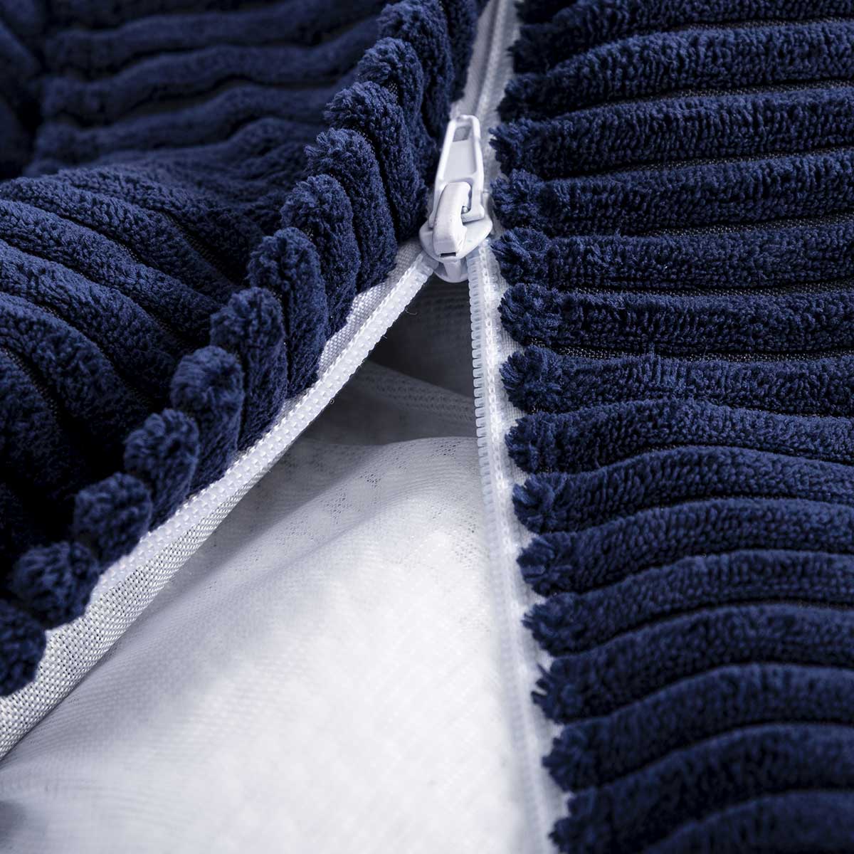 Housse Vide Pouf Velours Côtelé Bleu Marine, fermeture éclair et texture côtelée, housse XL pour pouf géant BiG52