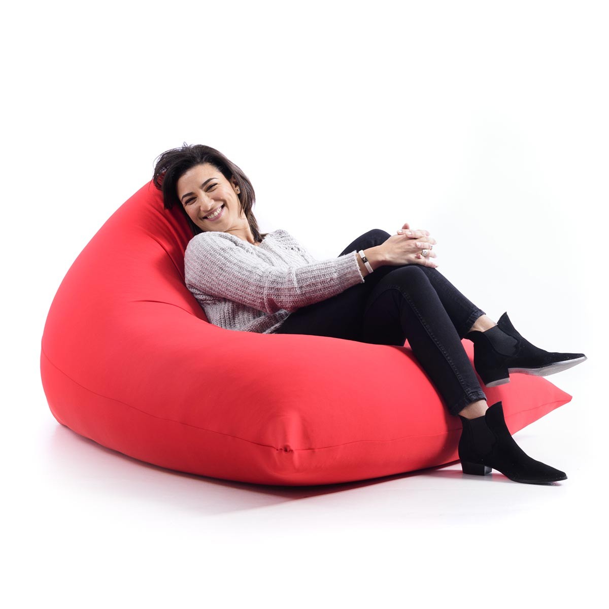 Pouf Berlingot Stretch Rouge géant intérieur BiG52, fauteuil moelleux en forme de berlingot pour salon ou chambre