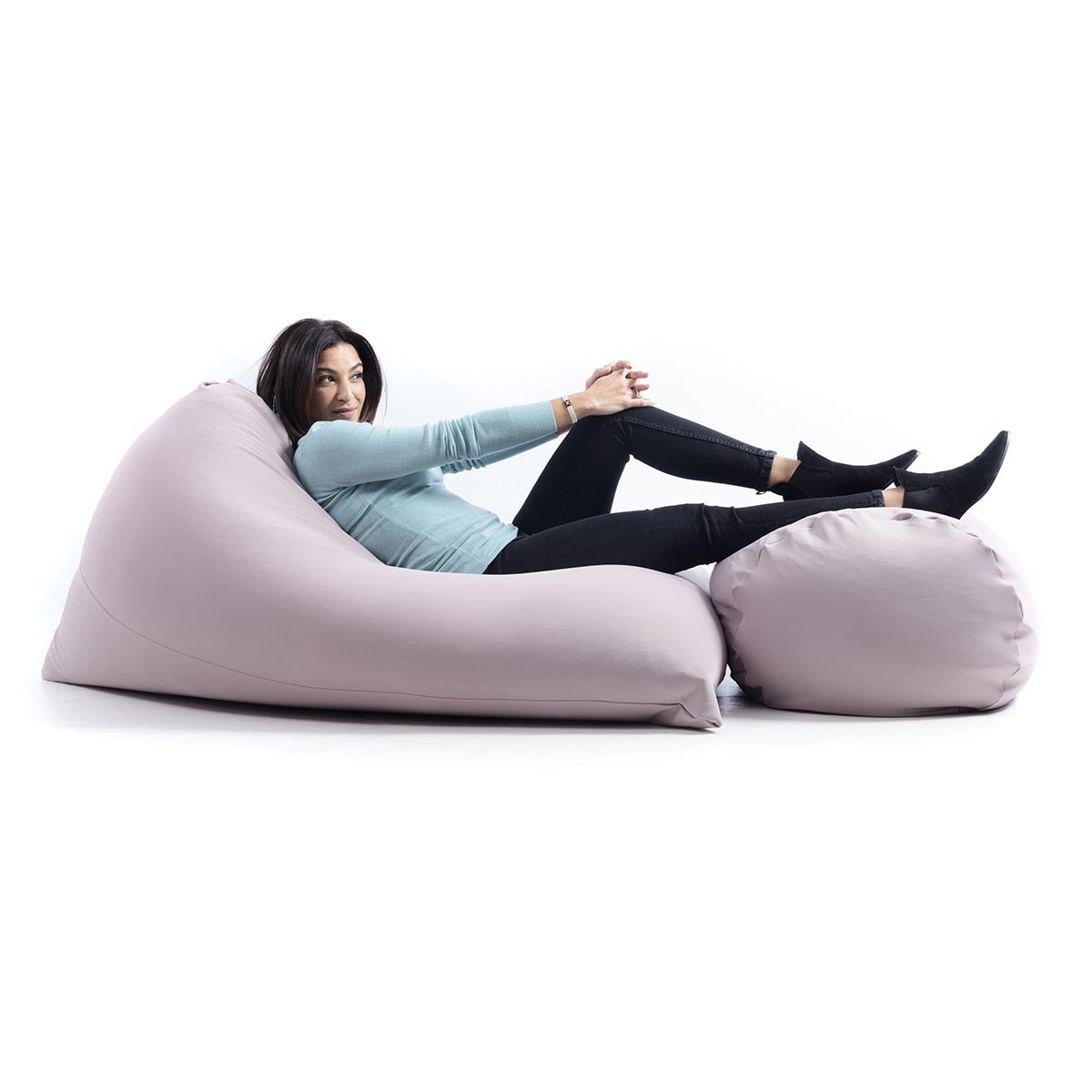 Pouf Berlingot Stretch Taupe, pouf géant intérieur en forme de berlingot, tissu ultra souple pour détente salon chambre
