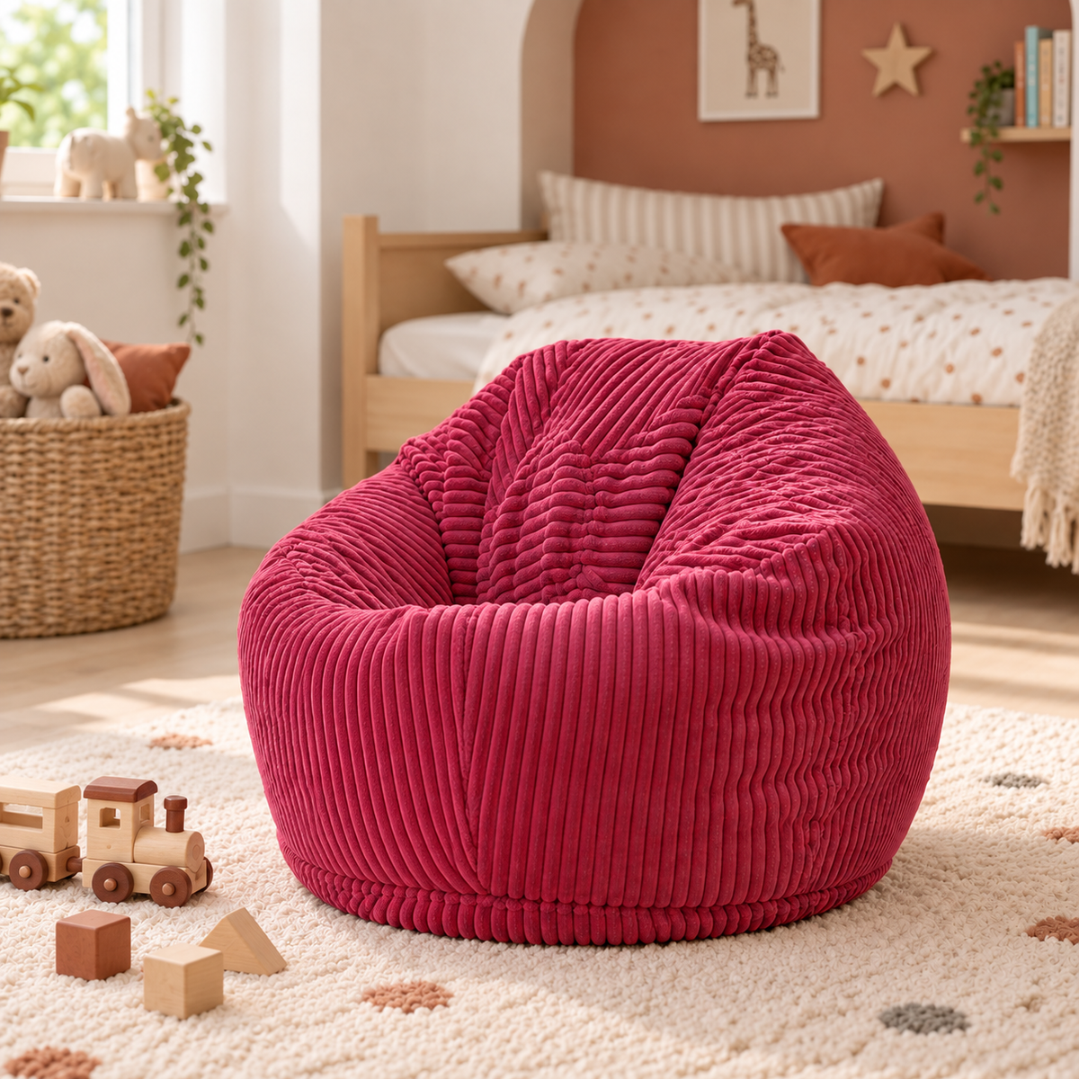 Cherry Corduroy Children's Bean Bag Chair