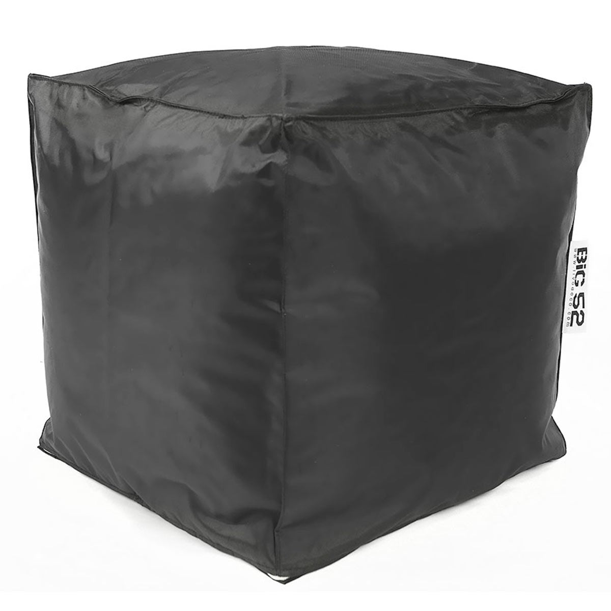 Pouf Cube Anthracite, housse déhoussable, assise confortable en billes de polystyrène haute densité, design cube