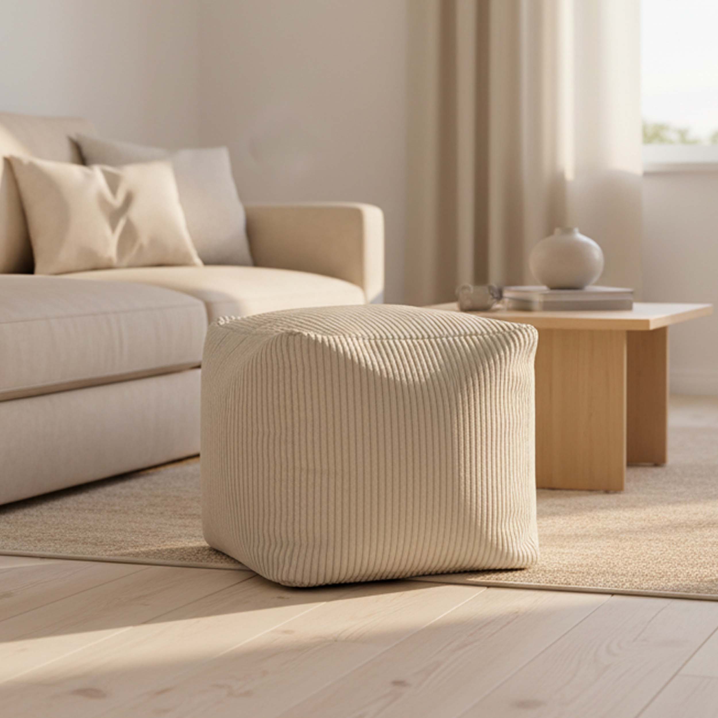 Pouf en velours capitonné gamme Sophia - Vert - 60 x 60 x H 40 cm